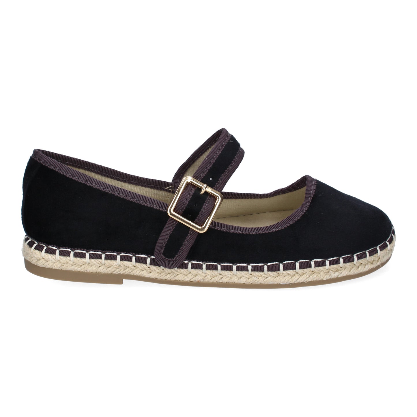 Bailarina Alpargata Negra de Yute con Hebilla - Ajuste Cómodo
