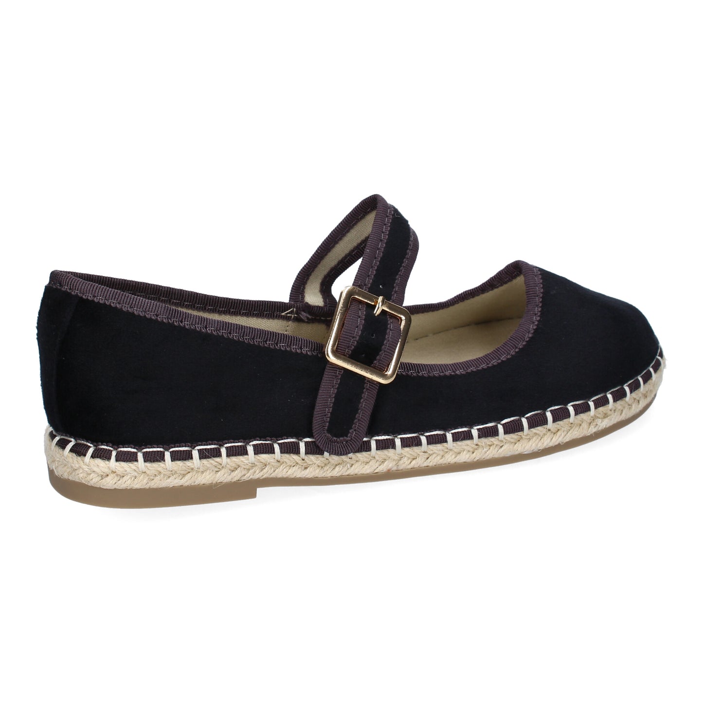 Bailarina Alpargata Negra de Yute con Hebilla - Ajuste Cómodo