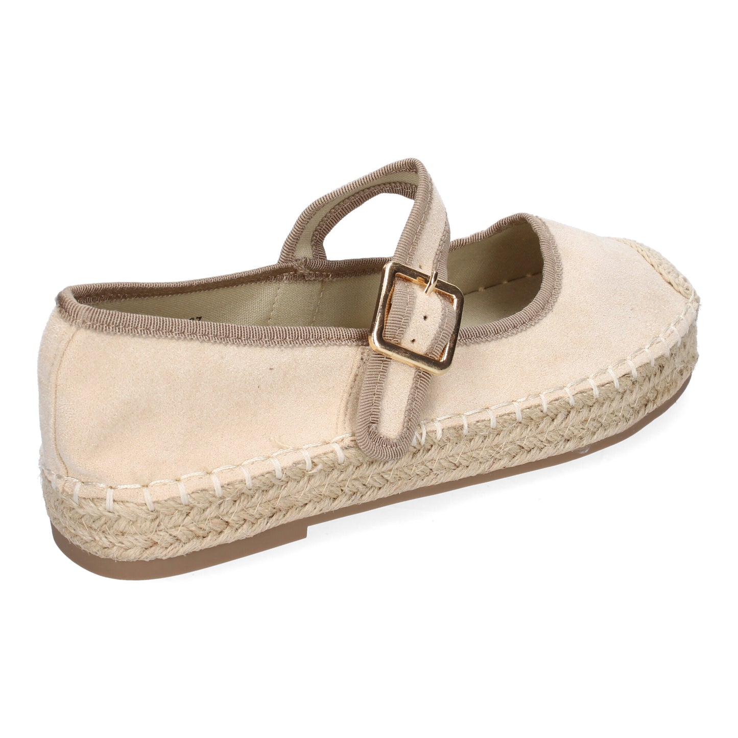 Bailarina Alpargata Beige Yute con Puntera Bordada y Hebilla
