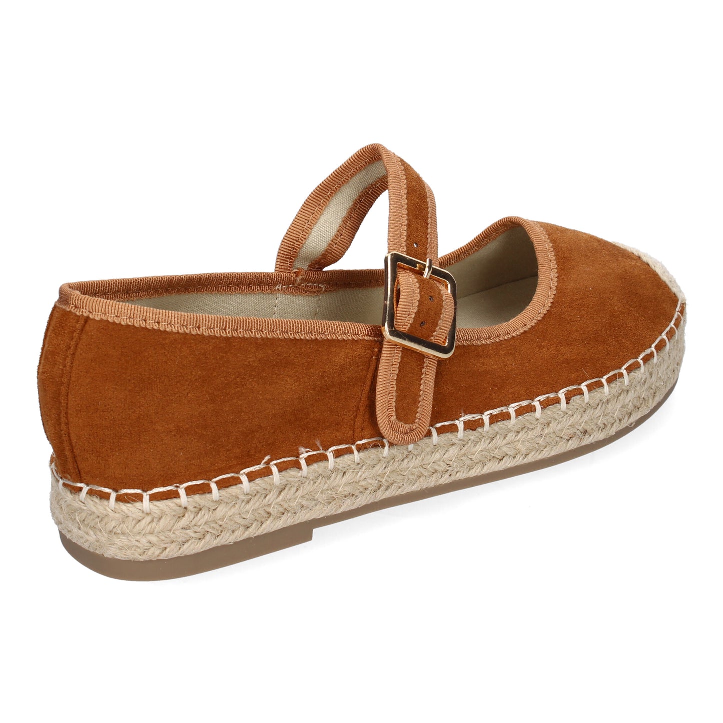 Bailarina Alpargata Camel Yute con Puntera Bordada y Hebilla