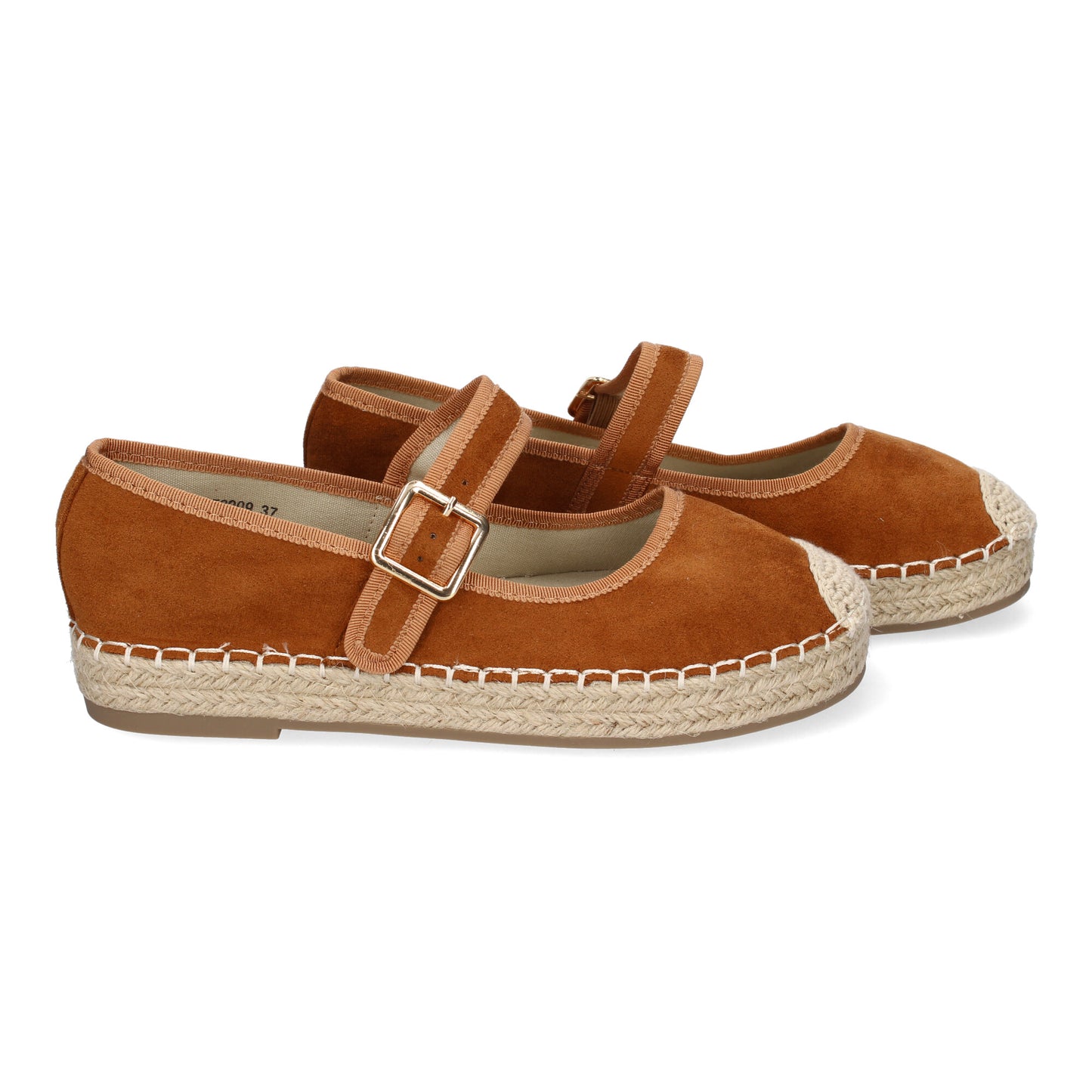 Bailarina Alpargata Camel Yute con Puntera Bordada y Hebilla