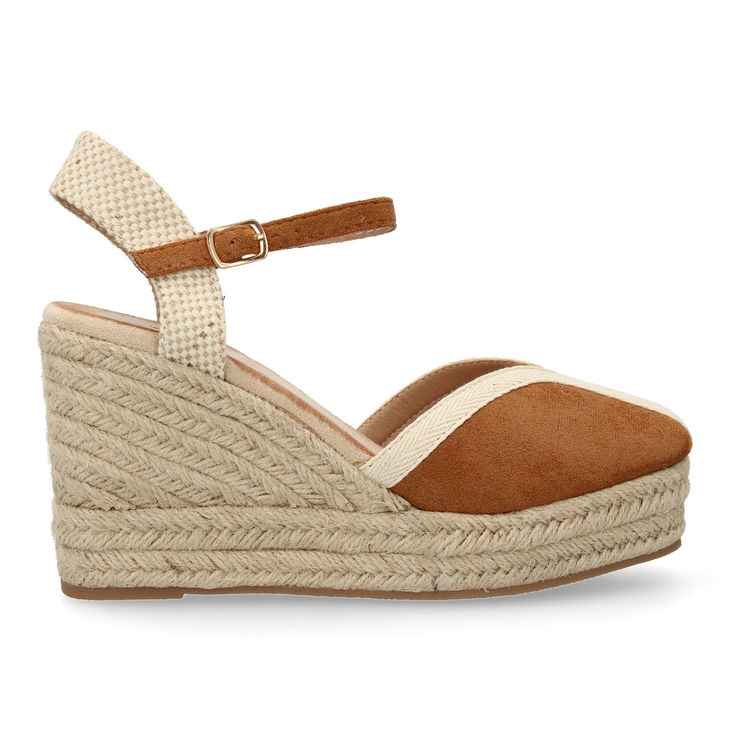 Sandalia Valenciana Camel de Yute con Punta Fina y Hebilla