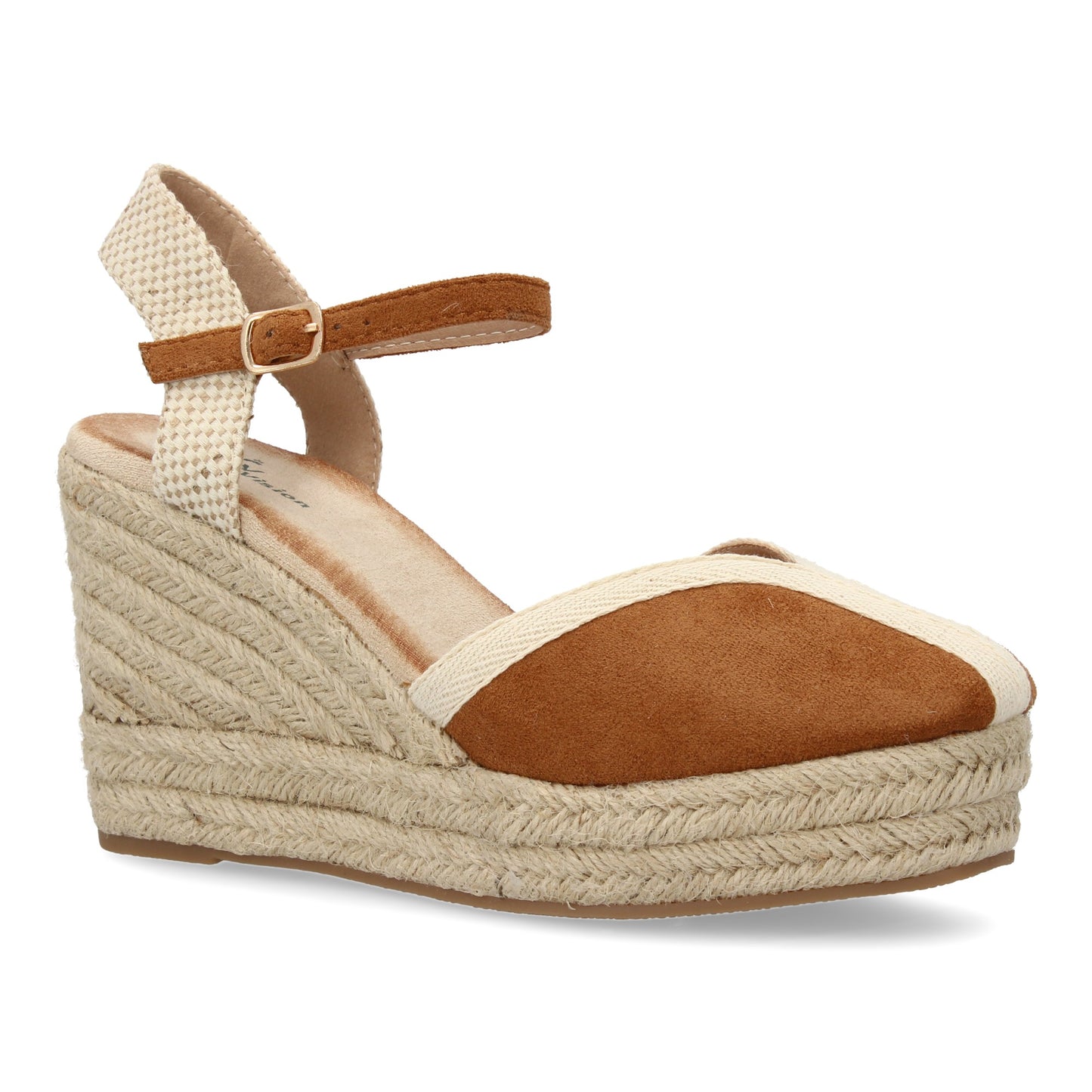 Sandalia Valenciana Camel de Yute con Punta Fina y Hebilla