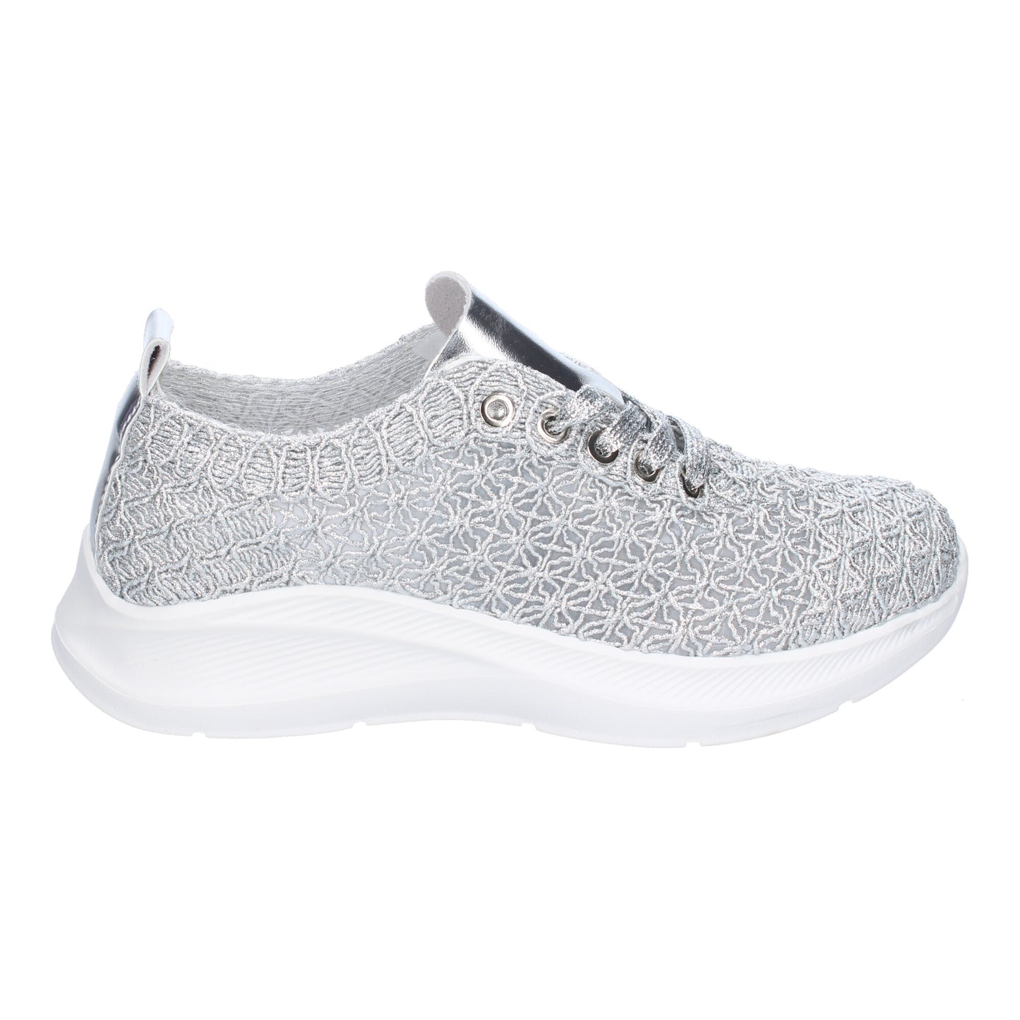 Zapatillas Casual de Mujer Color Plata Elegante con Diseño Bordado