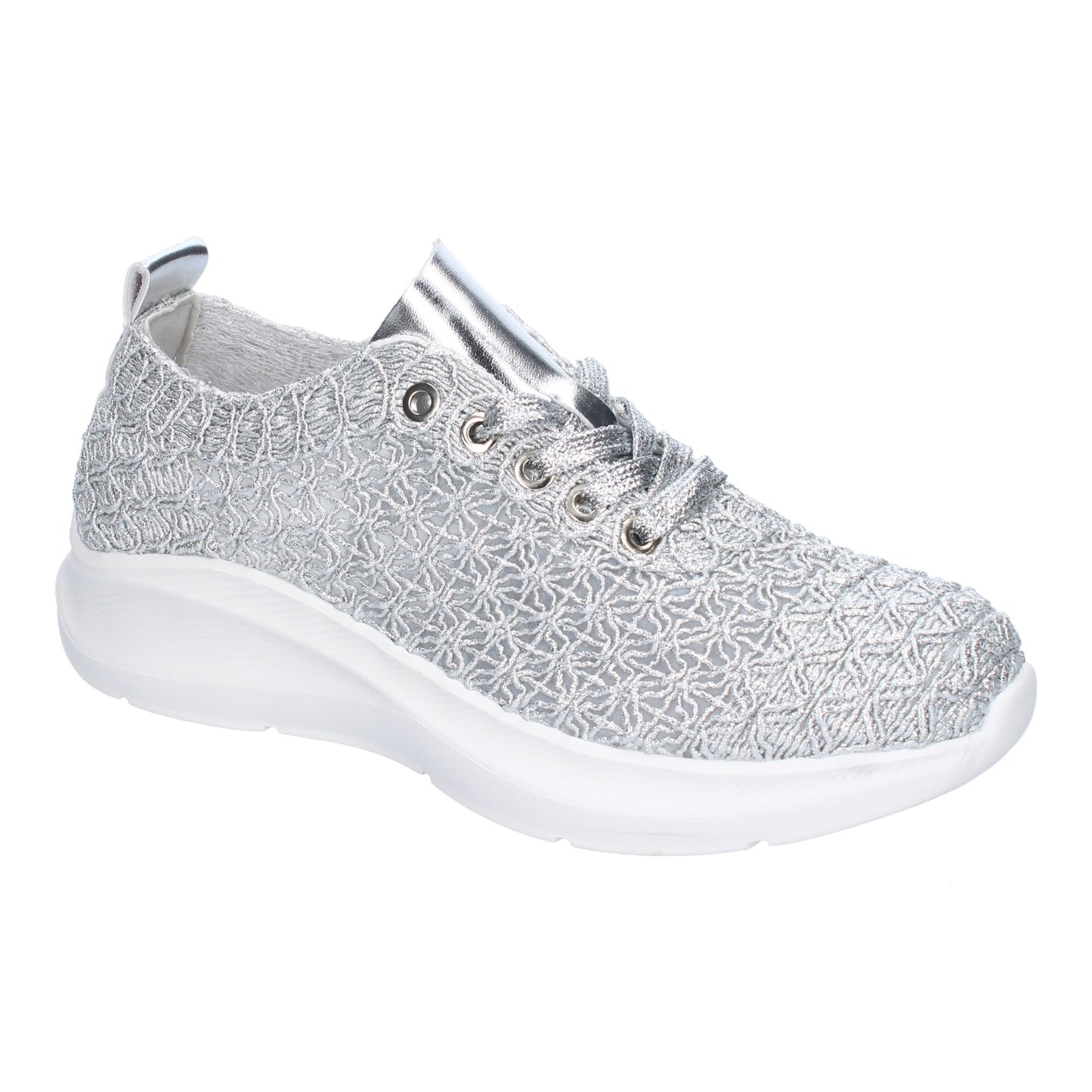 Zapatillas Casual de Mujer Color Plata Elegante con Diseño Bordado