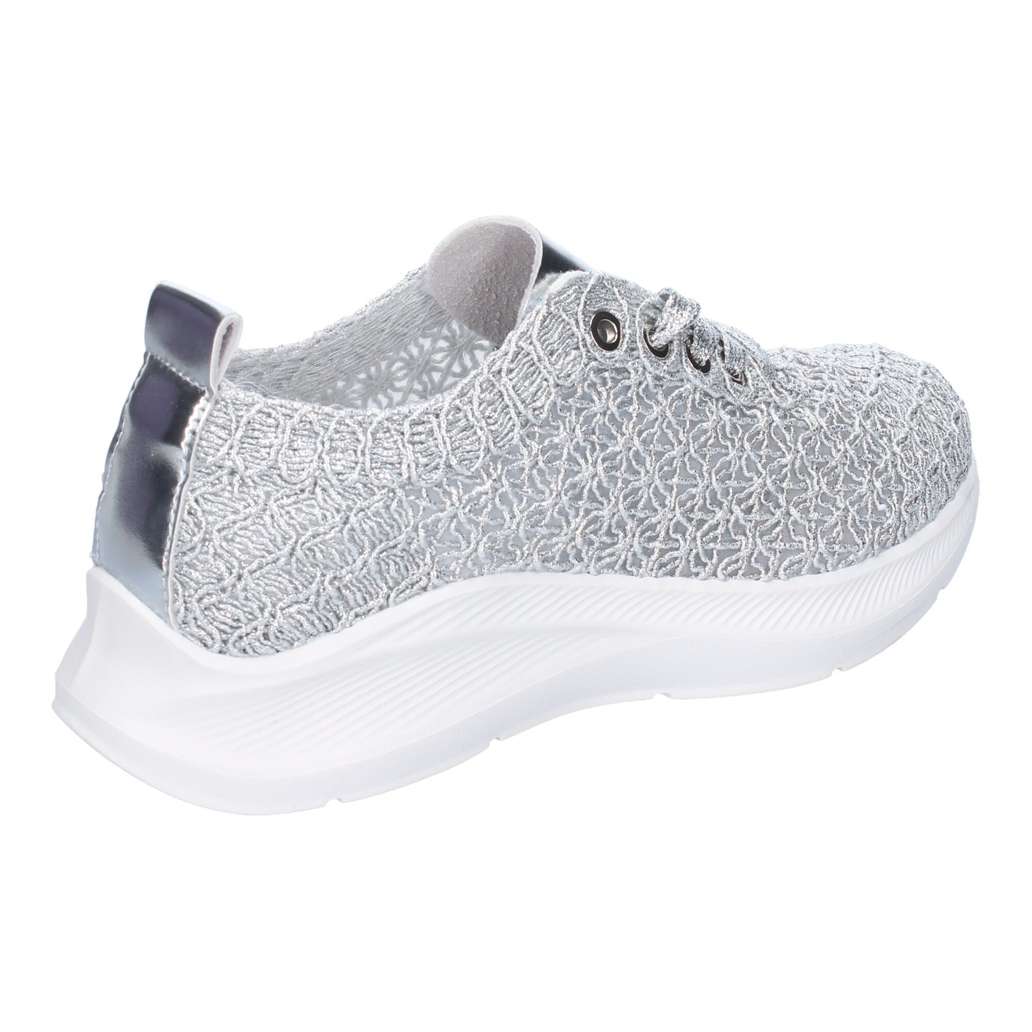 Zapatillas Casual de Mujer Color Plata Elegante con Diseño Bordado