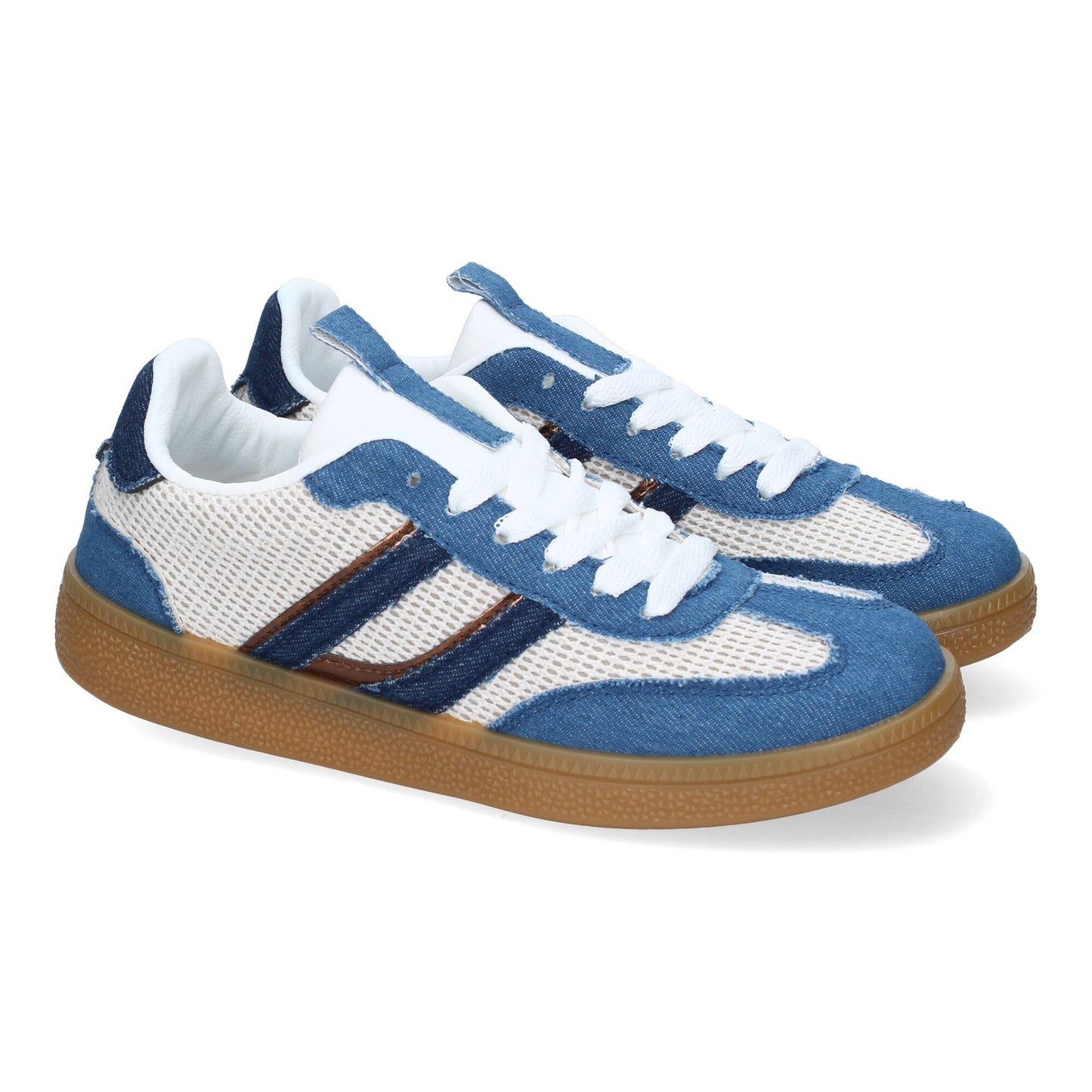 Zapatillas deportivas casuales de mujer color azul, cómodas, versátiles, ideales para el día a día.