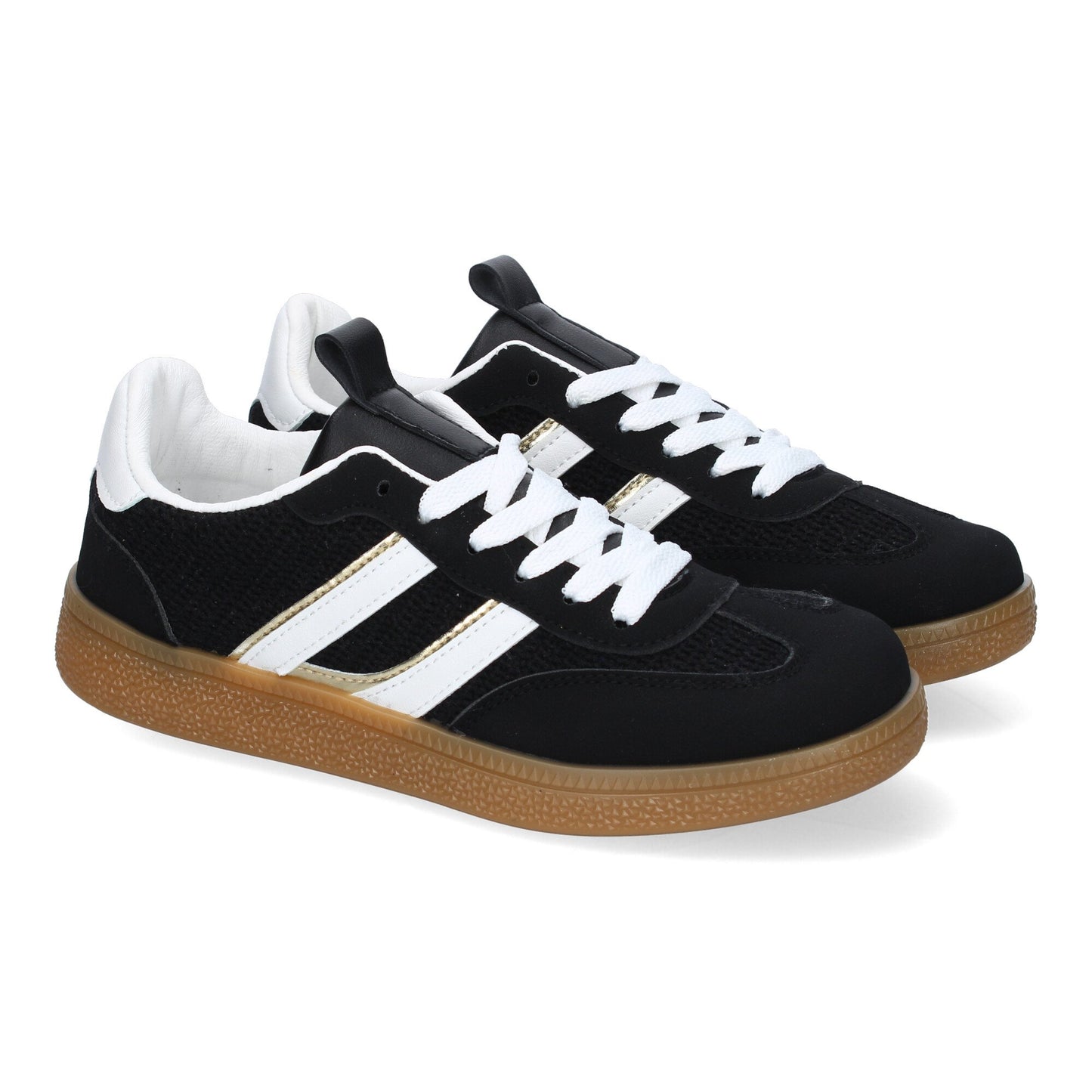 Zapatillas deportivas casuales de mujer color negro, cómodas, versátiles, ideales para el día a día.