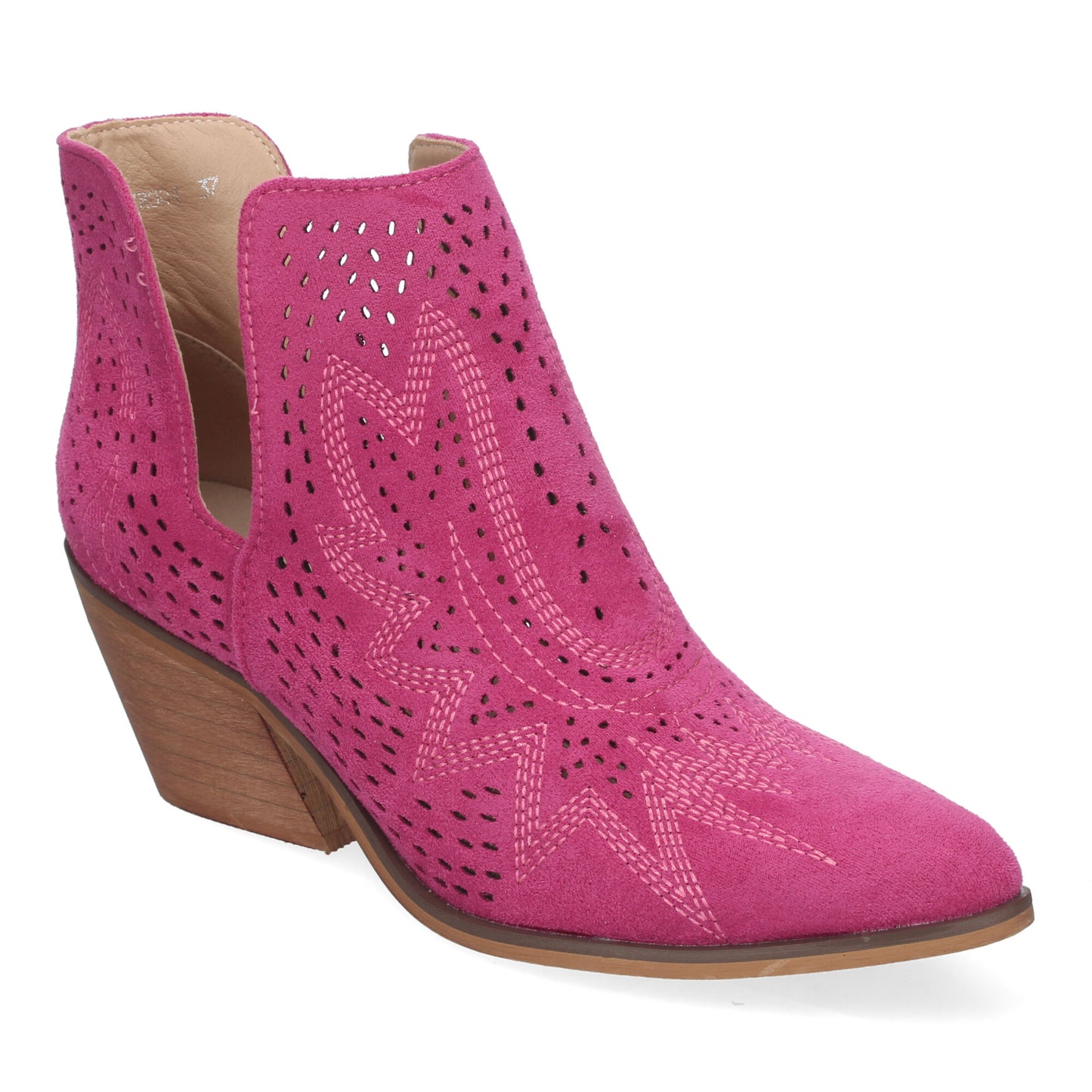 Botines de Tacón Campero para Mujer Primavera Verano Elegantes y Cómodos Diseño Perforado con Estampado en la pala color Fucsia