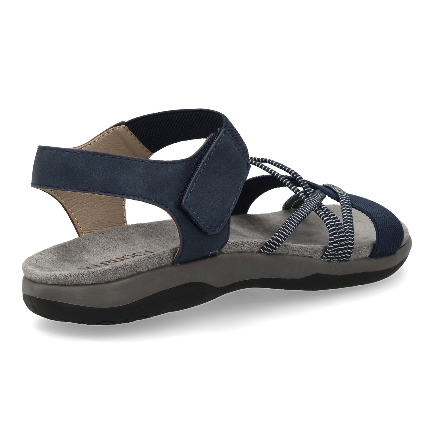 Sandalias Planas con Tiras Elásticas Cruzadas y Velcro Marino