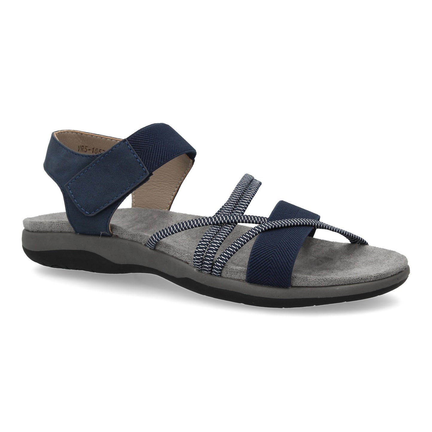Sandalias Planas con Tiras Elásticas Cruzadas y Velcro Marino