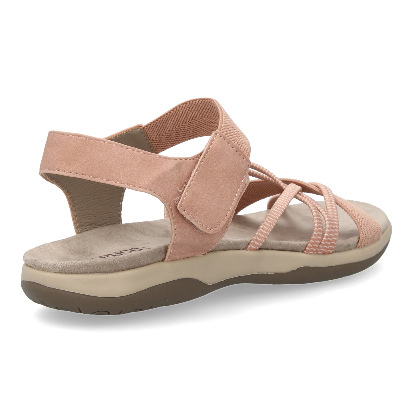 Sandalias Planas con Tiras Elásticas Cruzadas y Velcro Color Nude
