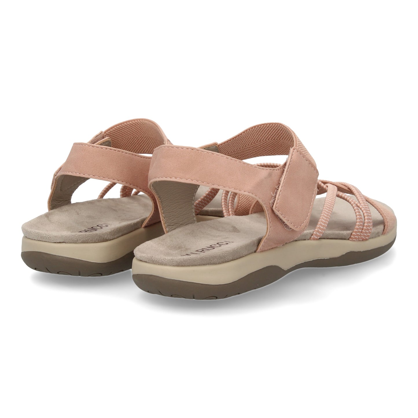 Sandalias Planas con Tiras Elásticas Cruzadas y Velcro Color Nude