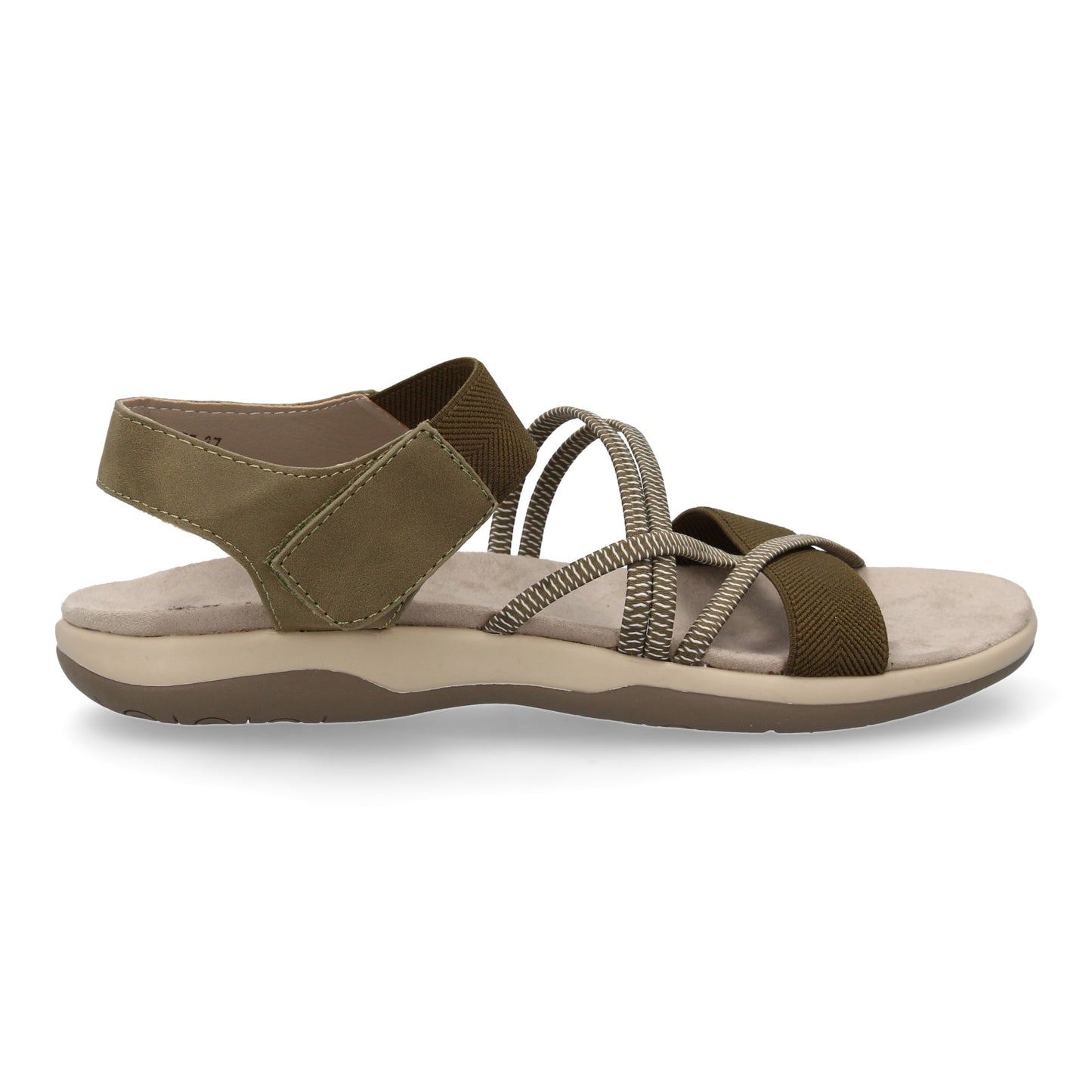 Sandalias Planas con Tiras Elásticas Cruzadas y Velcro Color Verde