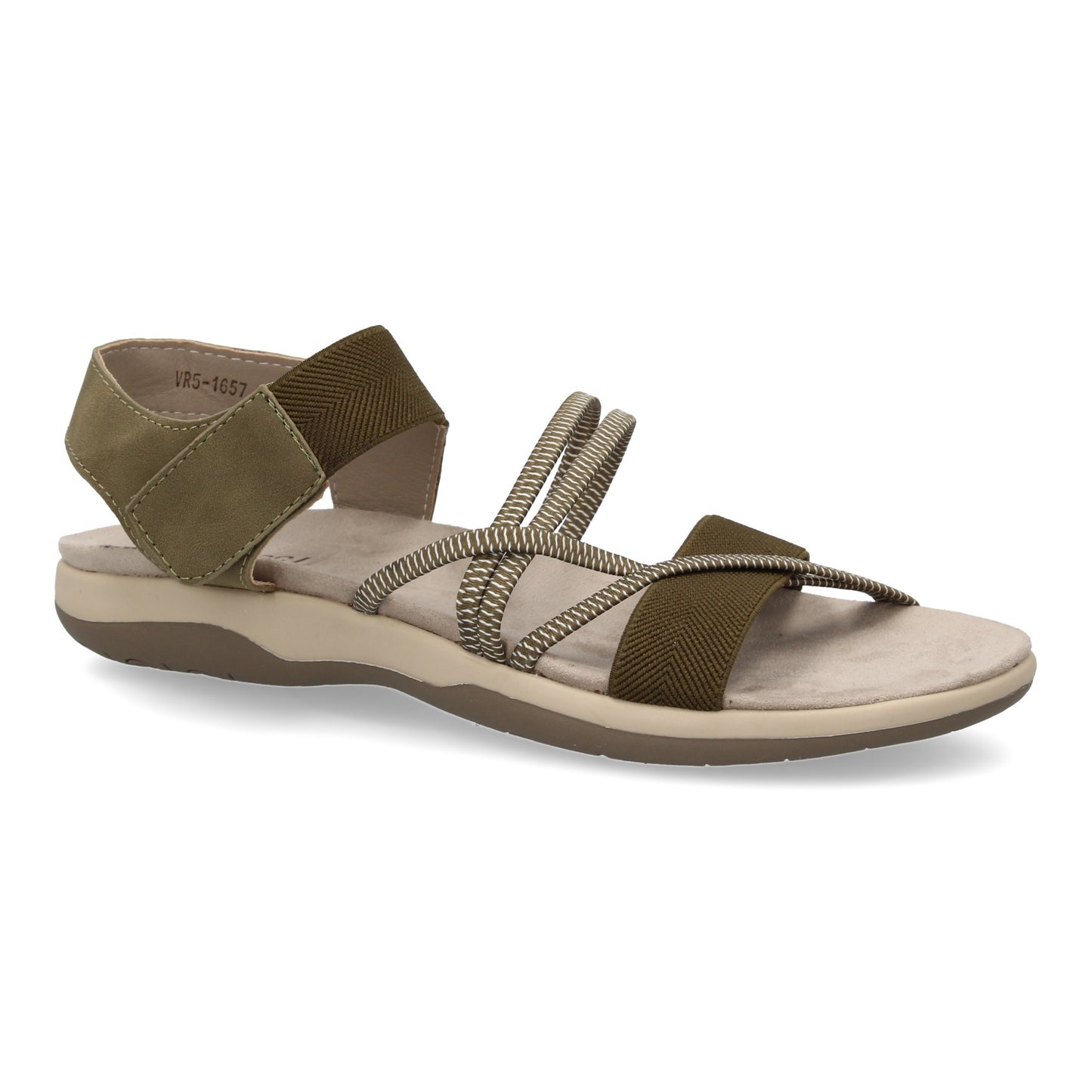 Sandalias Planas con Tiras Elásticas Cruzadas y Velcro Color Verde