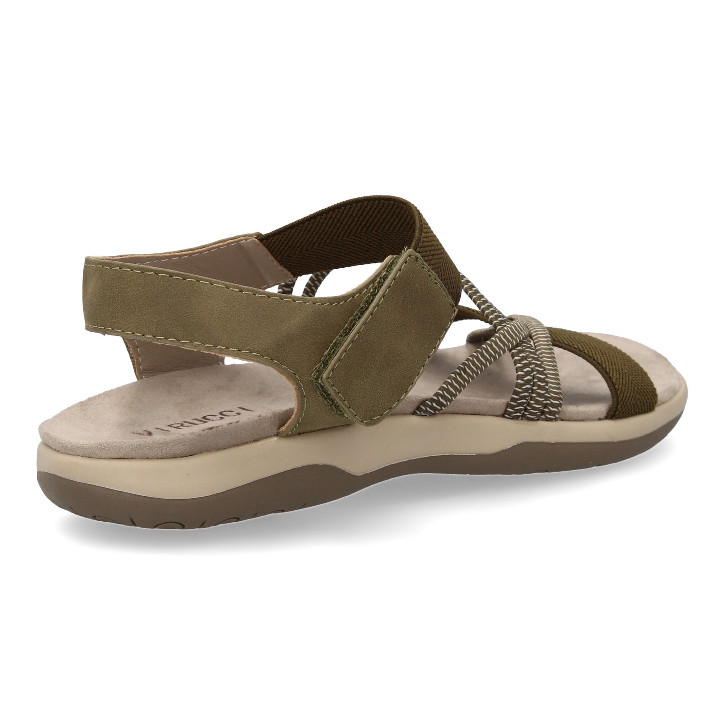 Sandalias Planas con Tiras Elásticas Cruzadas y Velcro Color Verde