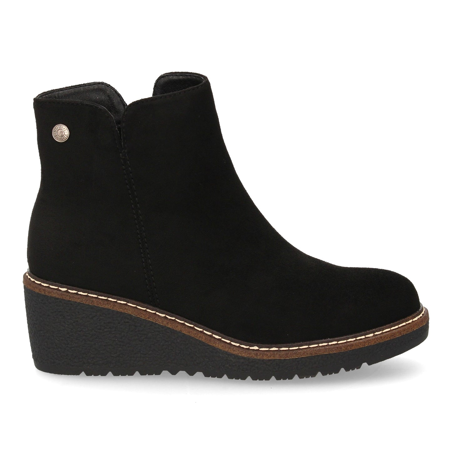 Botín de Cuña Negro Liso para Mujer - Uso Diario Otoño Invierno