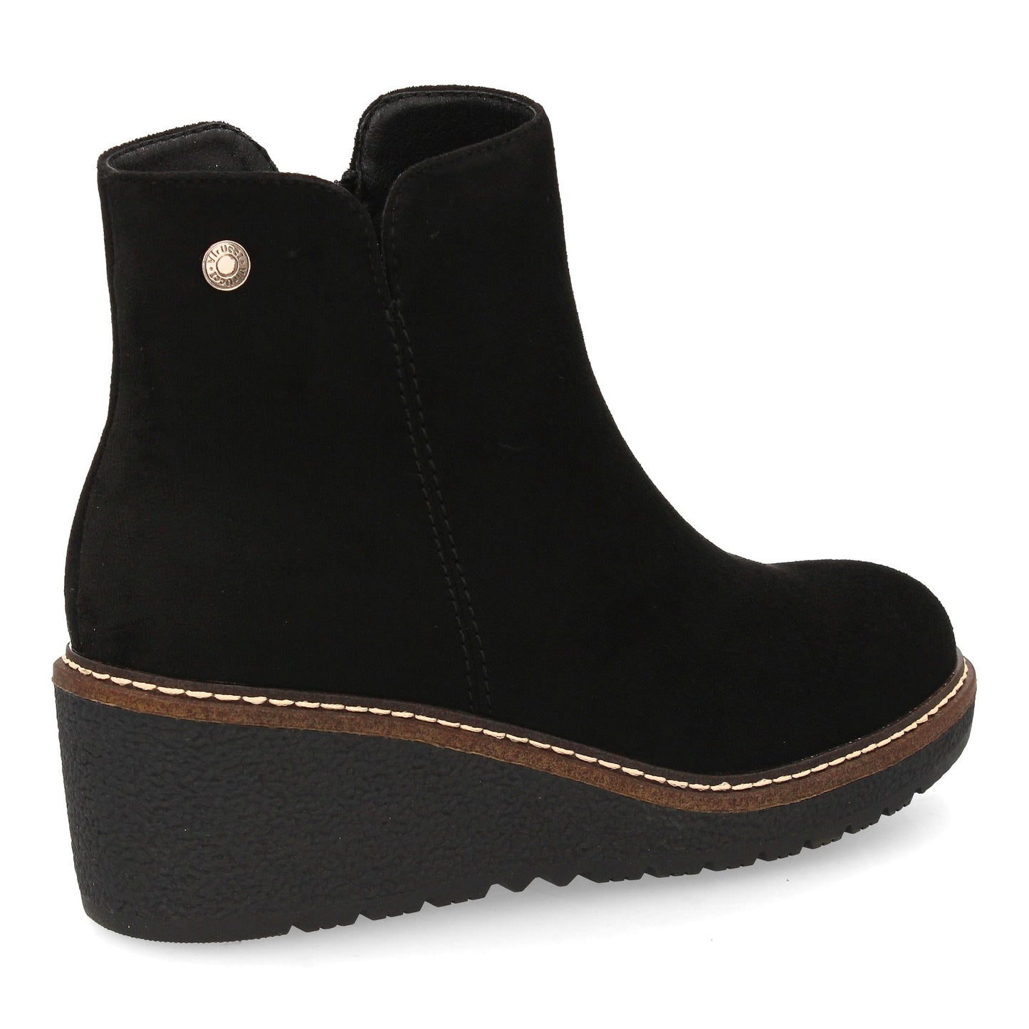 Botín de Cuña Negro Liso para Mujer - Uso Diario Otoño Invierno