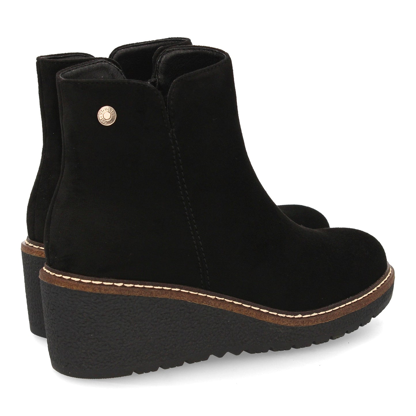 Botín de Cuña Negro Liso para Mujer - Uso Diario Otoño Invierno