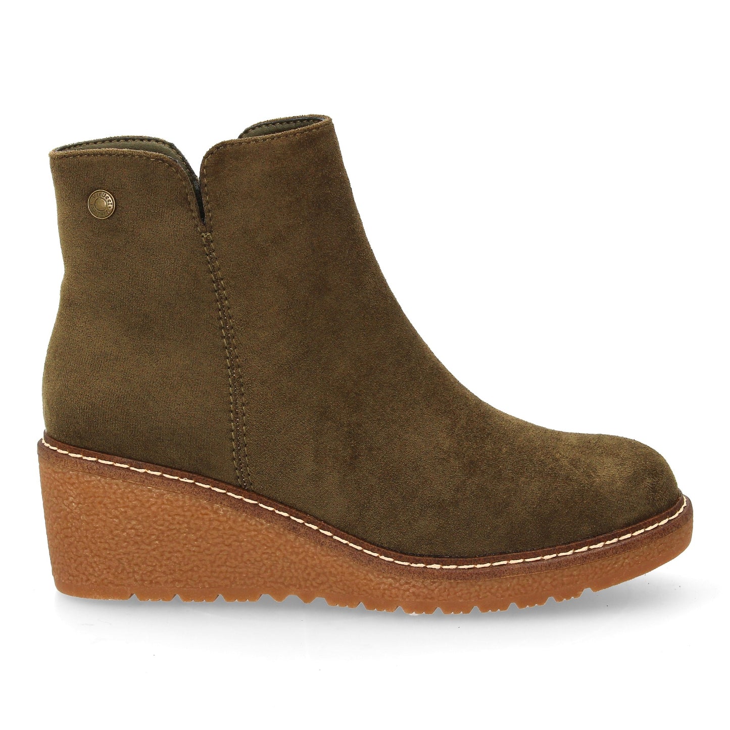 Botín de Cuña Verde Liso para Mujer - Uso Diario Otoño Invierno