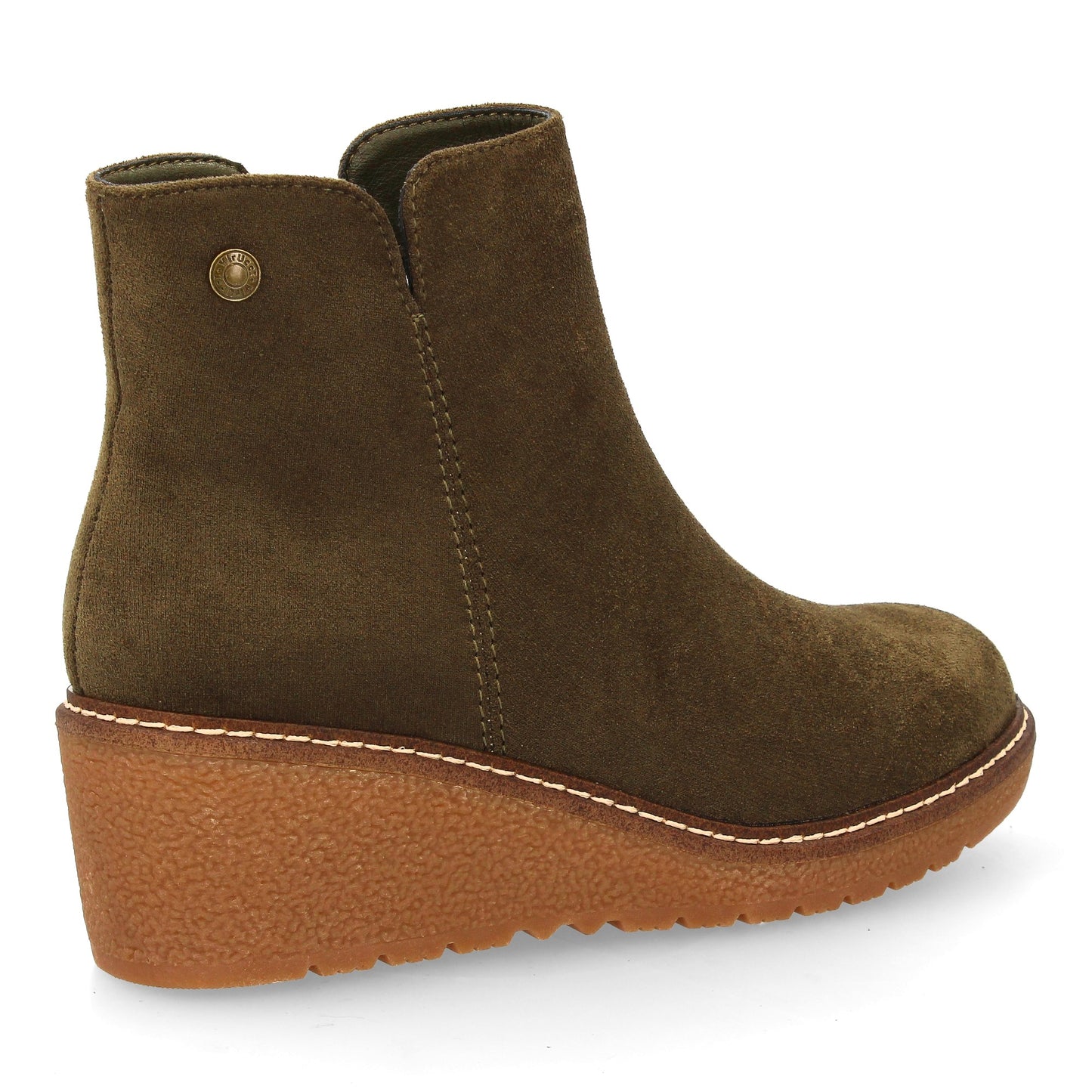 Botín de Cuña Verde Liso para Mujer - Uso Diario Otoño Invierno