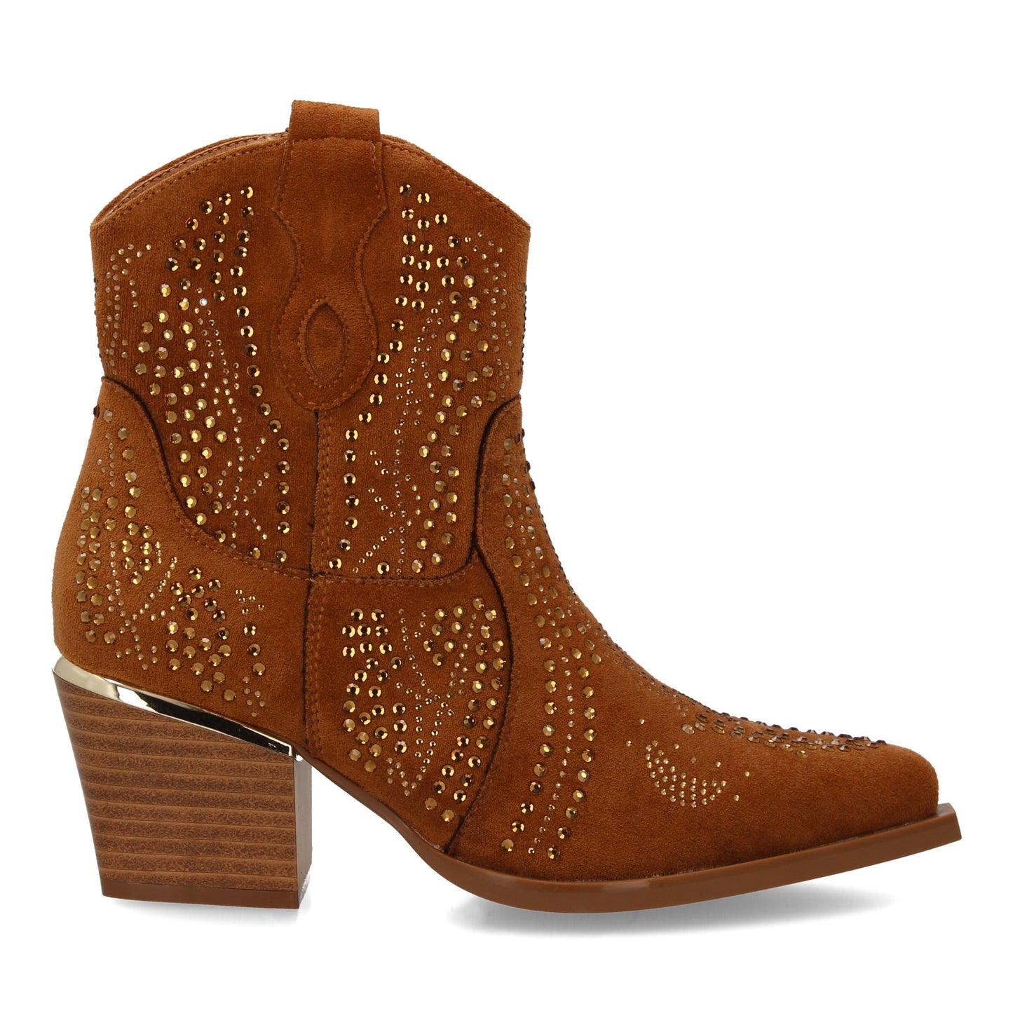 Bota Estilo Vaquero Mujer Camel con Tachuelas y Tacón Cubano