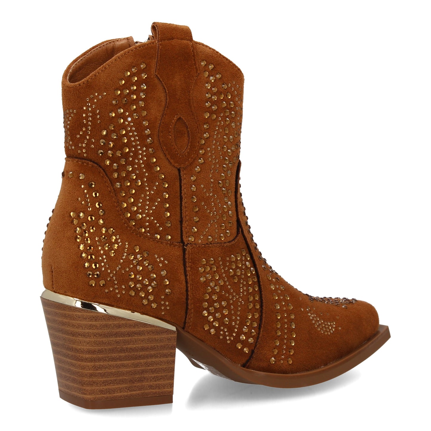 Bota Estilo Vaquero Mujer Camel con Tachuelas y Tacón Cubano