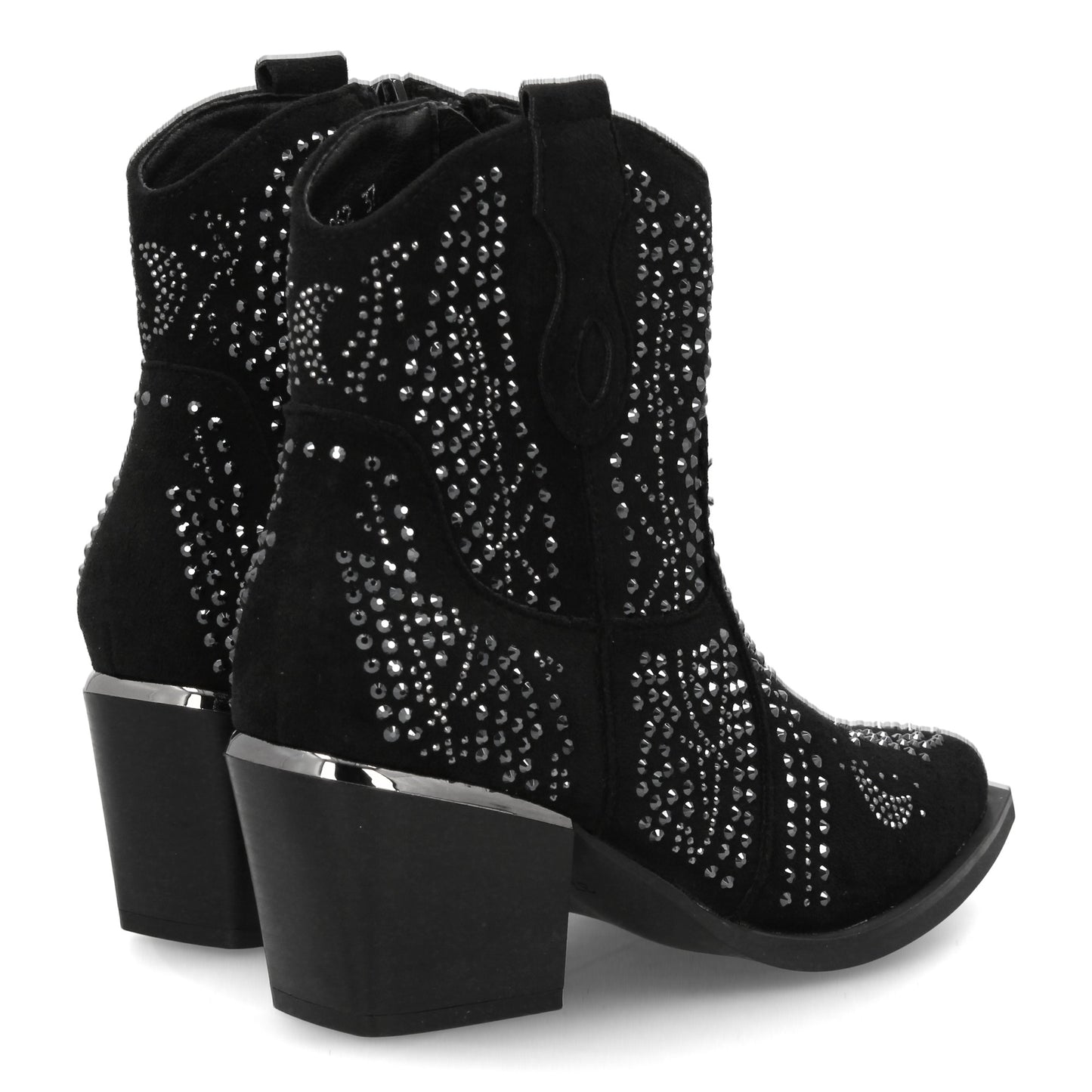 Bota Estilo Vaquero Mujer Negra con Tachuelas y Tacón Cubano