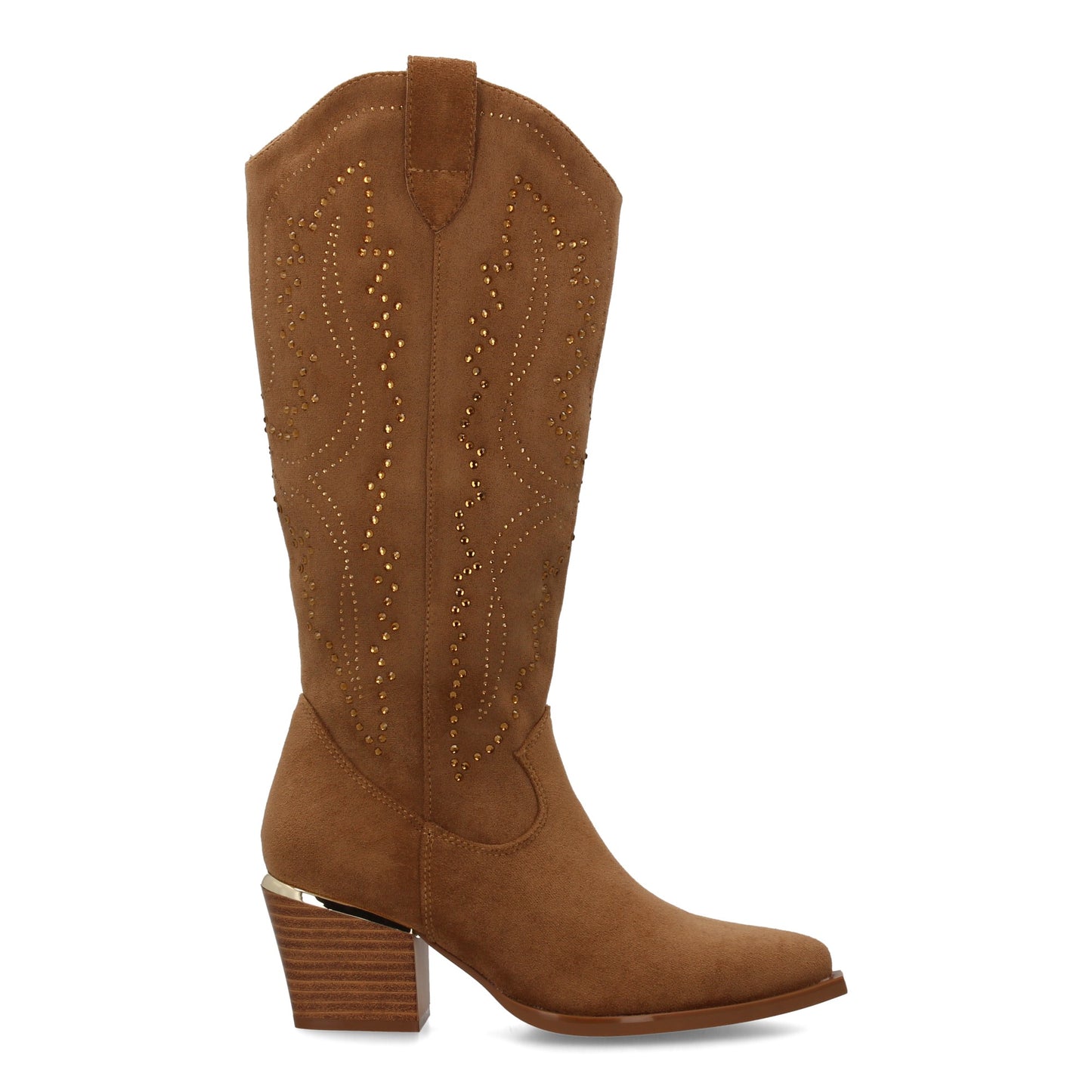 Bota Vaquera Taupe de Mujer con Brillos y Tacón Cubano de 6cm
