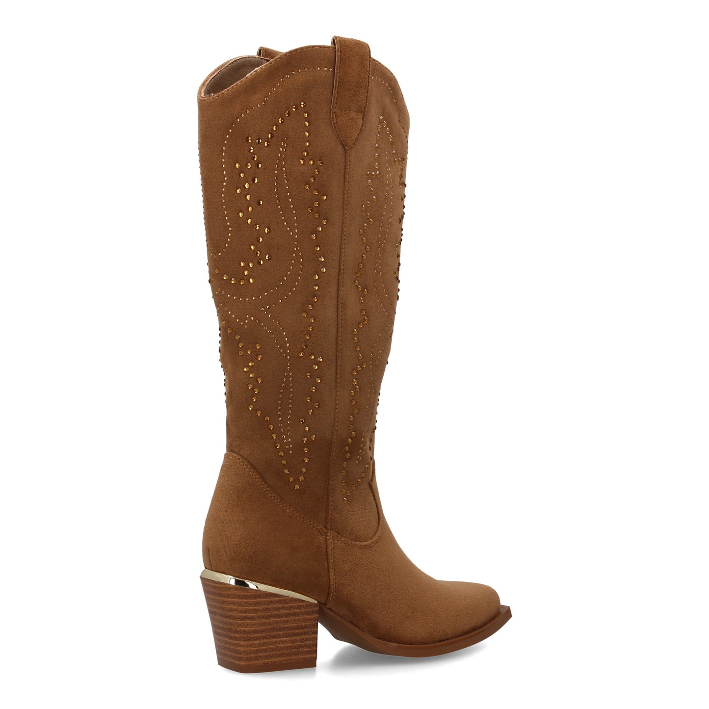 Bota Vaquera Taupe de Mujer con Brillos y Tacón Cubano de 6cm