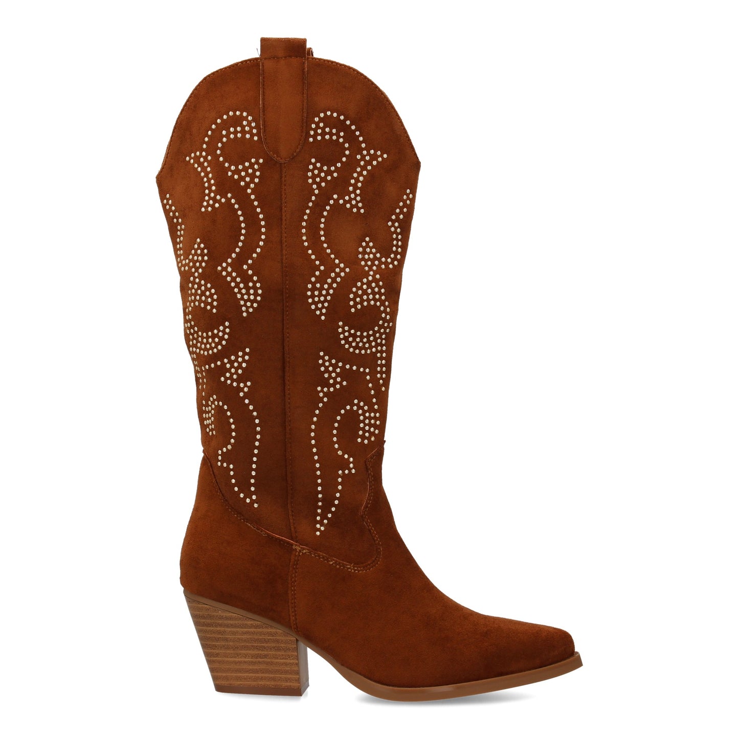 Bota Vaquera Camel de Mujer con Brillos y Tacón Cubano de 6cm