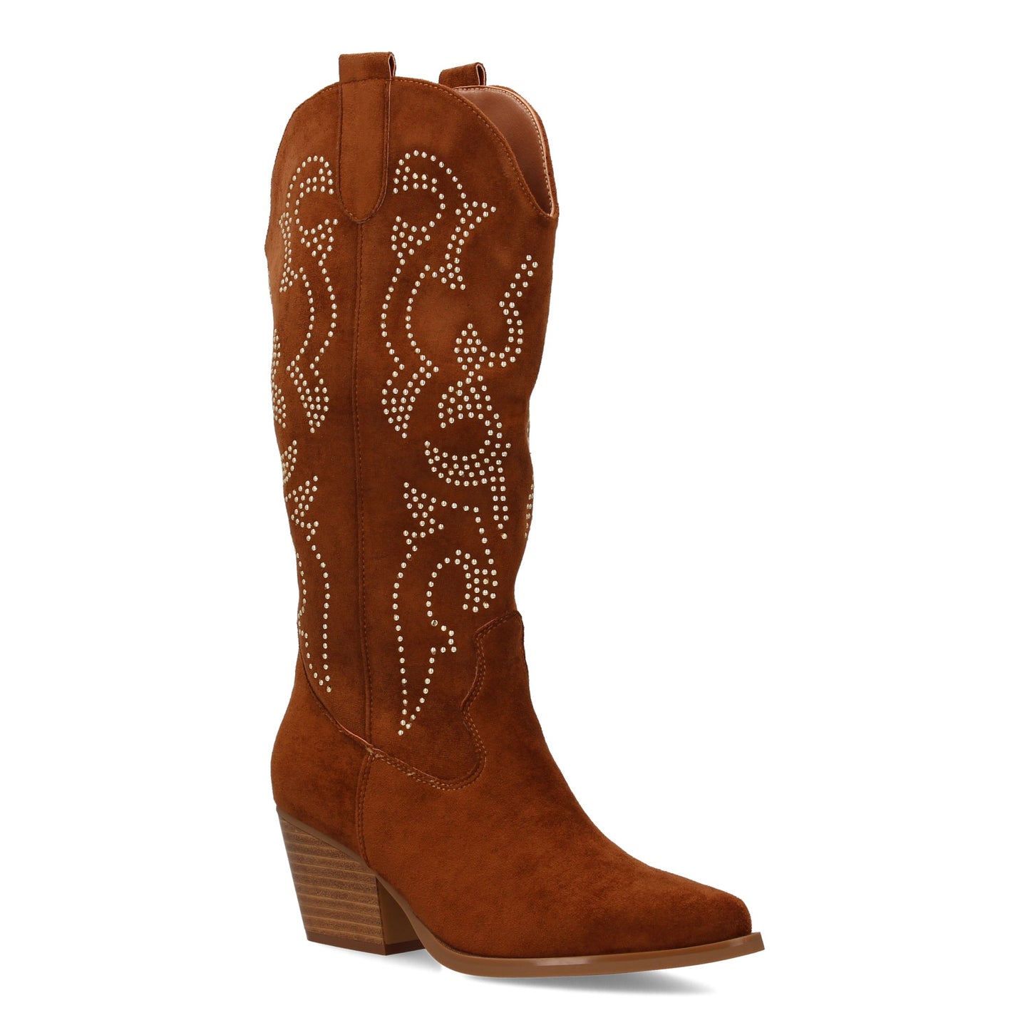 Bota Vaquera Camel de Mujer con Brillos y Tacón Cubano de 6cm