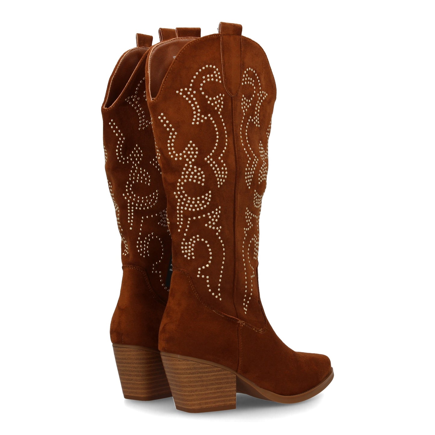 Bota Vaquera Camel de Mujer con Brillos y Tacón Cubano de 6cm