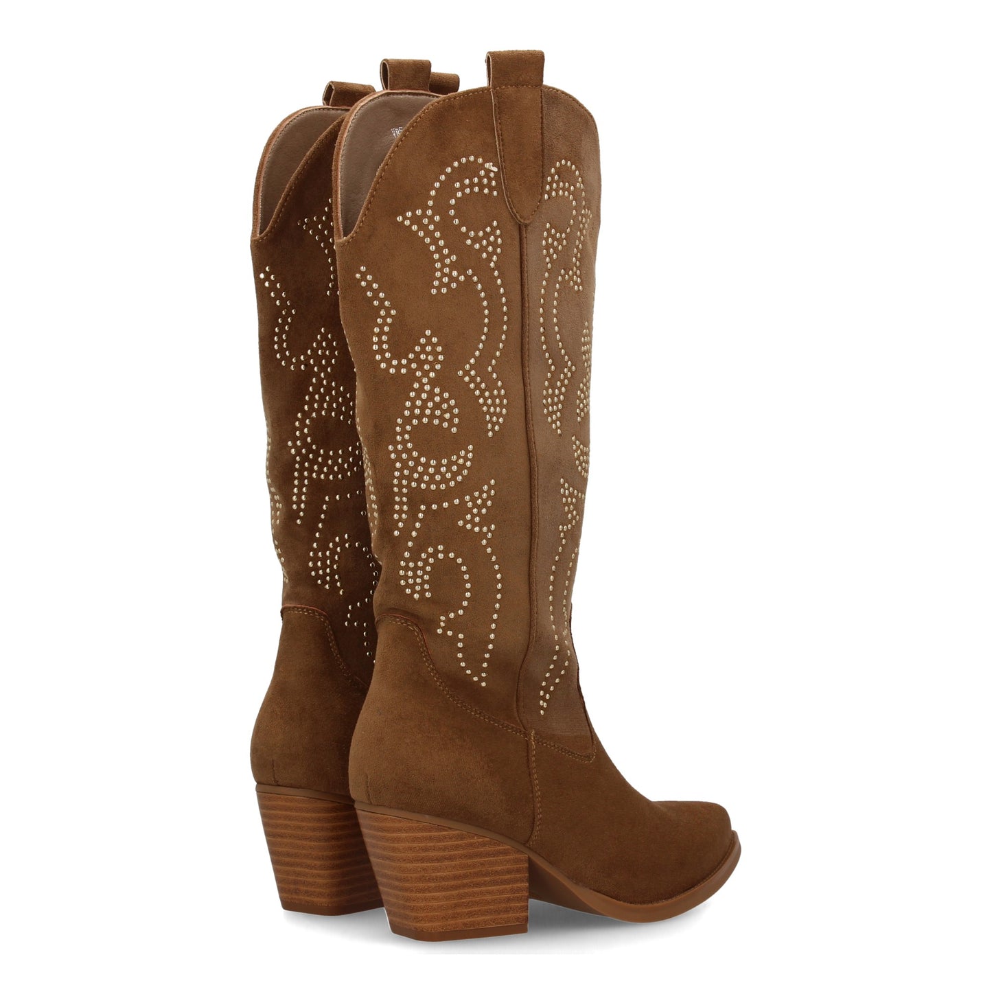 Bota Vaquera Taupe de Mujer con Brillos y Tacón Cubano de 6cm