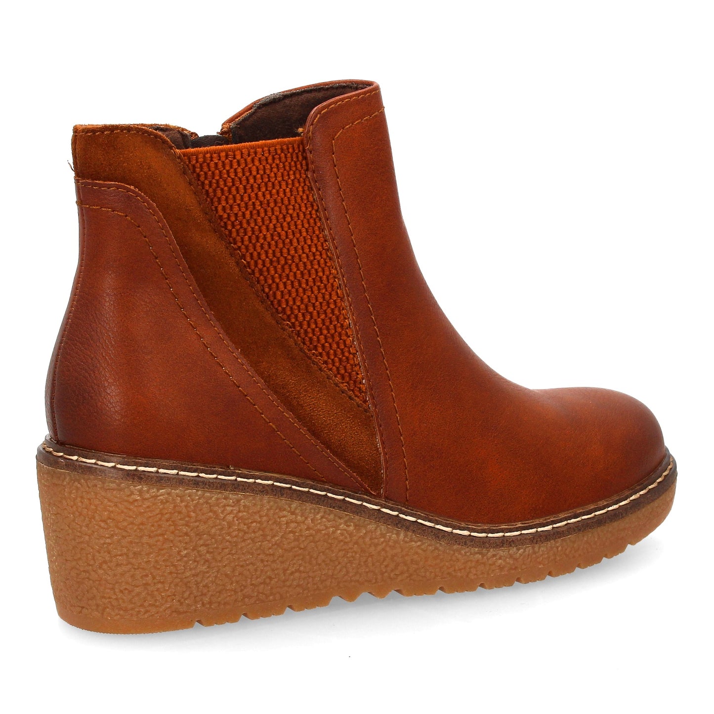 Botín de Cuña Mujer Cuero con Elástico y Cremallera - Uso Diario