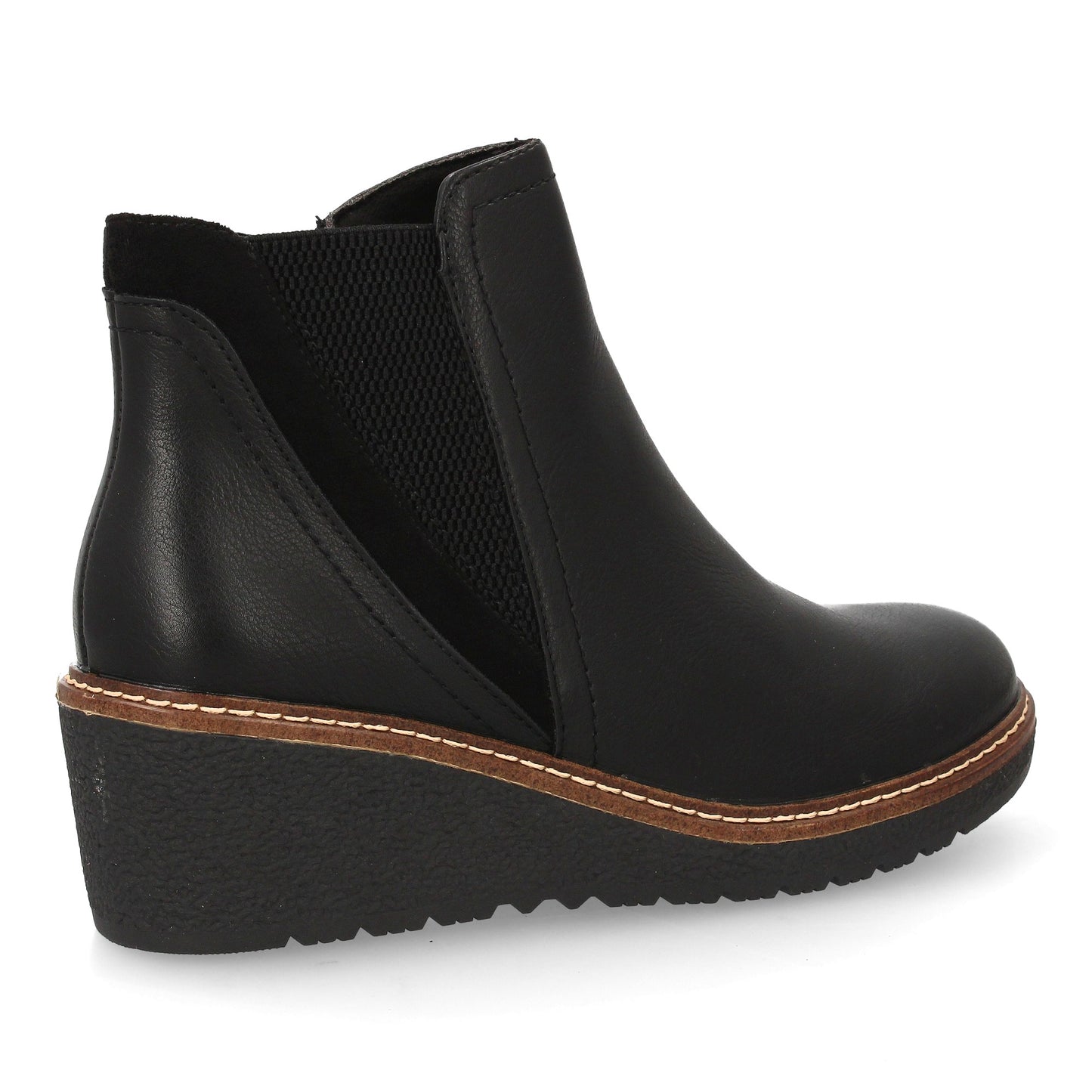 Botín de Cuña Mujer Negro con Elástico y Cremallera - Uso Diario