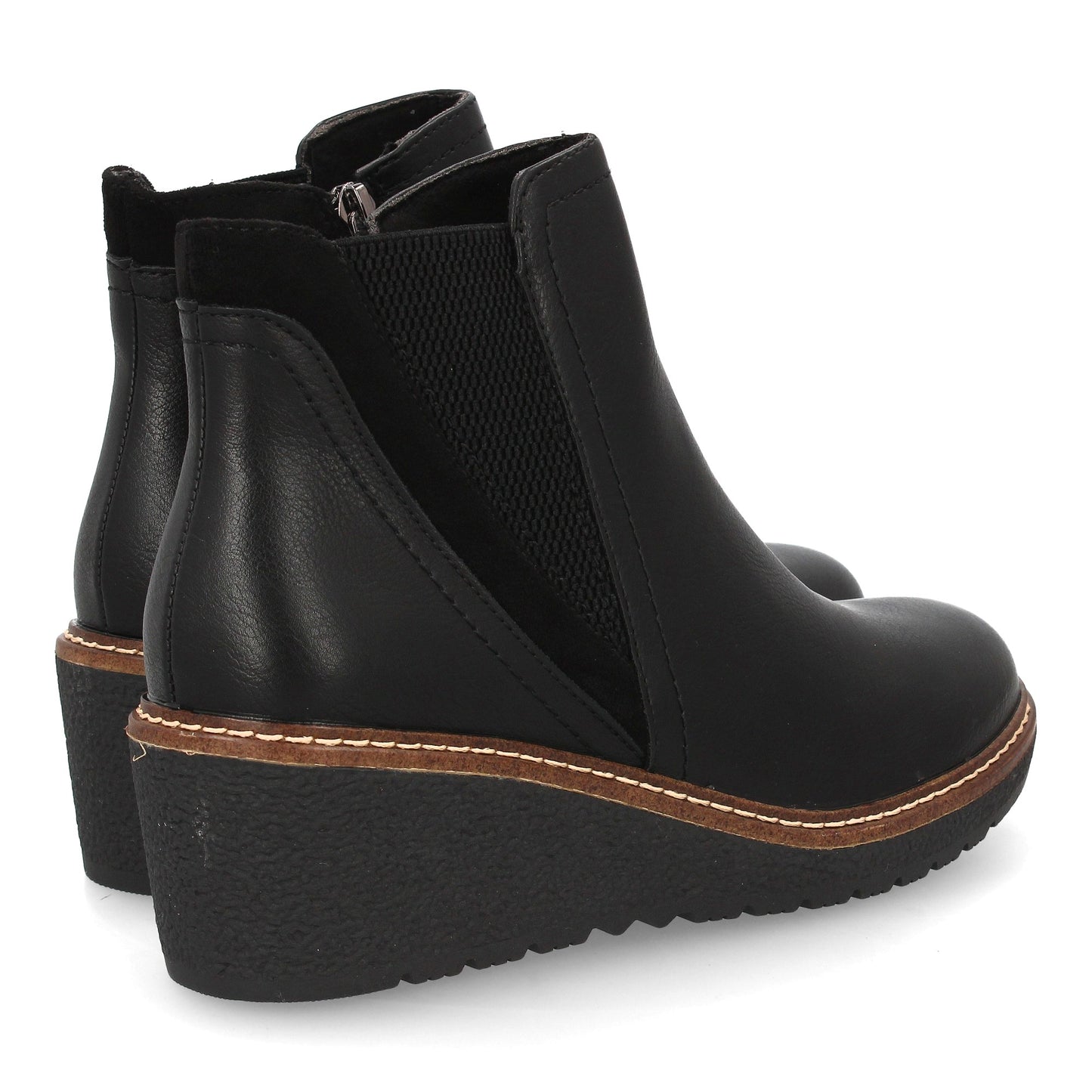 Botín de Cuña Mujer Negro con Elástico y Cremallera - Uso Diario