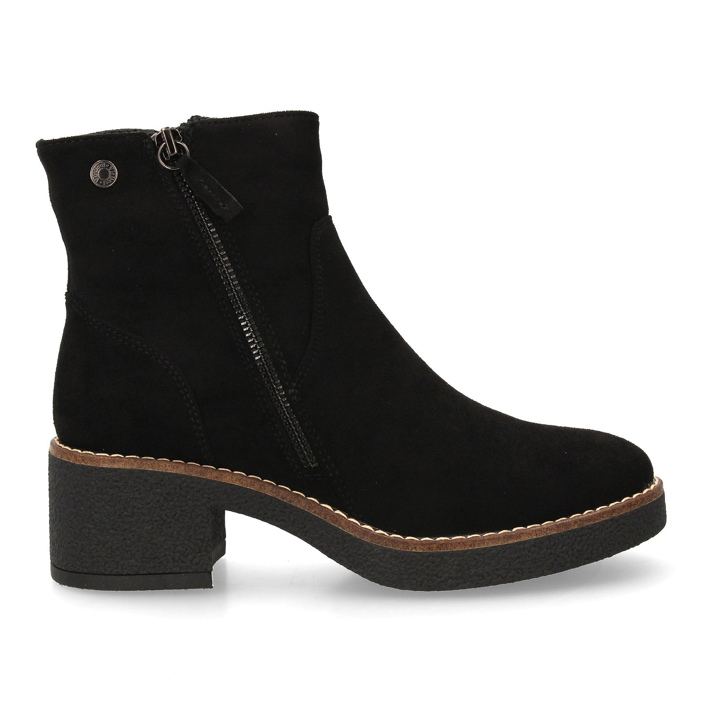 Botín de Mujer Negro Clásico con Tacón Ancho Cómodo