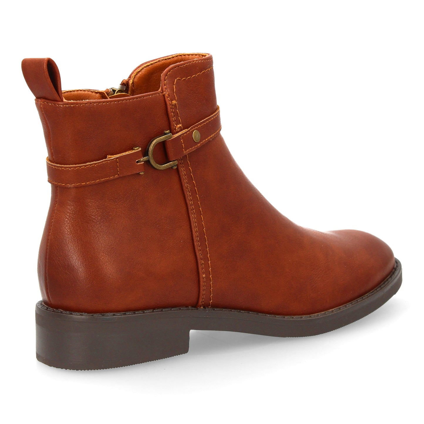 Botín Plano Mujer Camel con Hebilla - Otoño Invierno