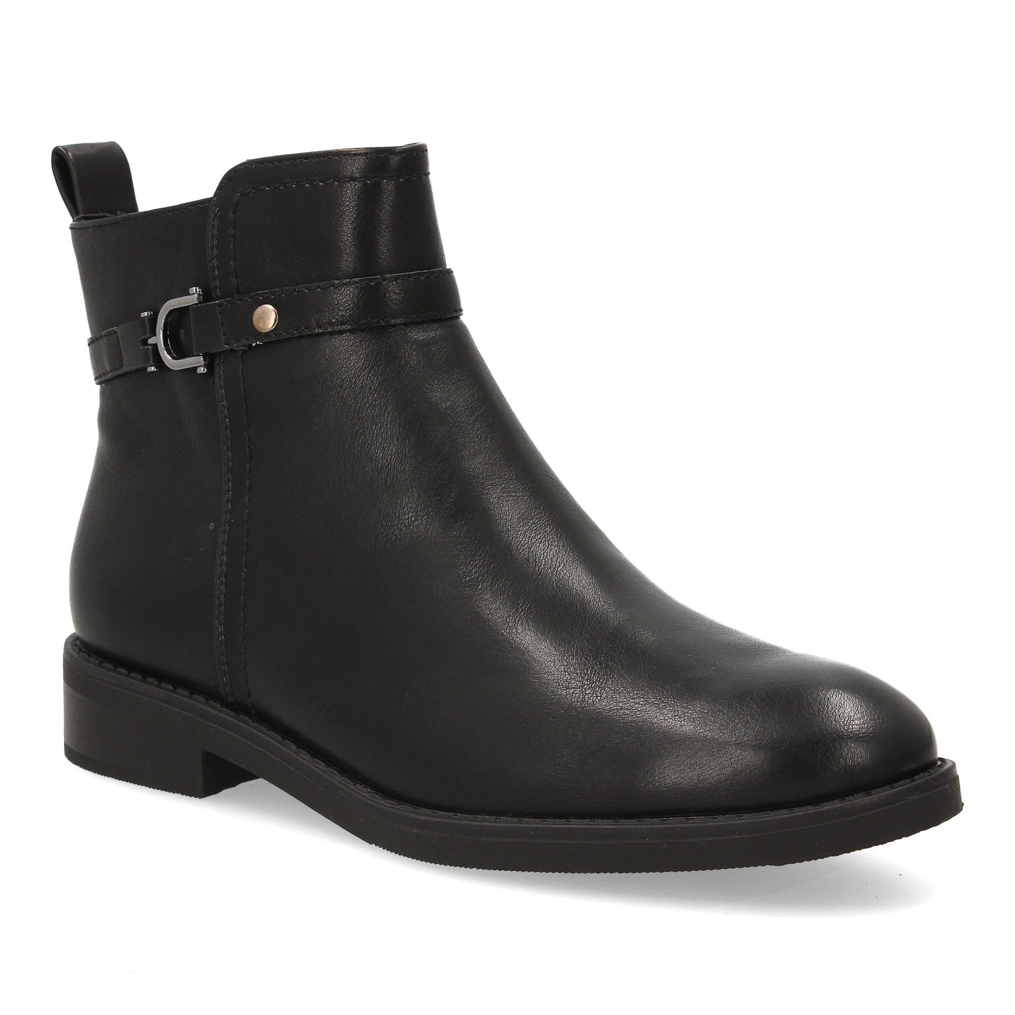 Botín Plano Mujer Negro con Hebilla - Otoño Invierno