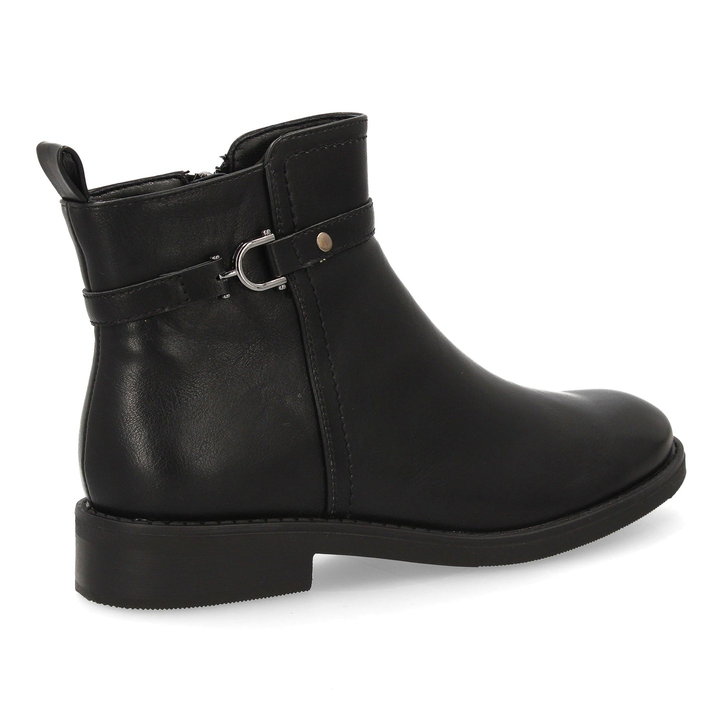 Botín Plano Mujer Negro con Hebilla - Otoño Invierno