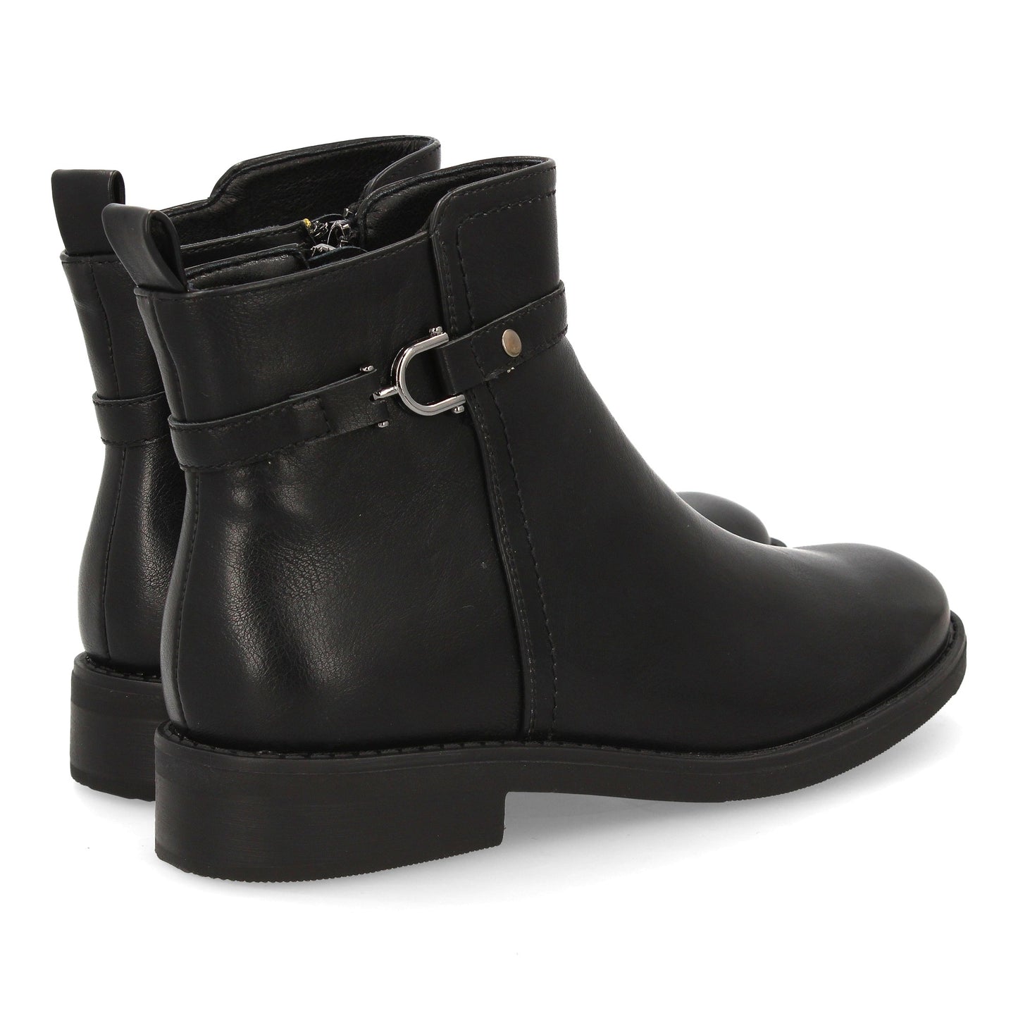 Botín Plano Mujer Negro con Hebilla - Otoño Invierno