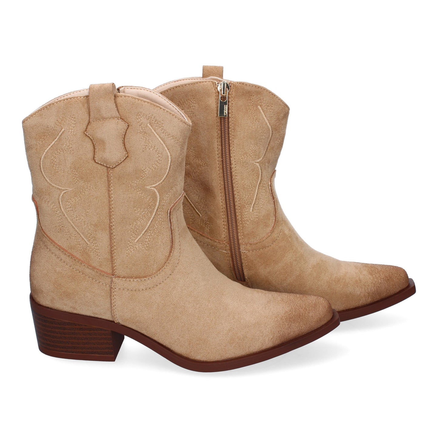 Botines Cowboy de Mujer Beige Elegantes y Confortables
