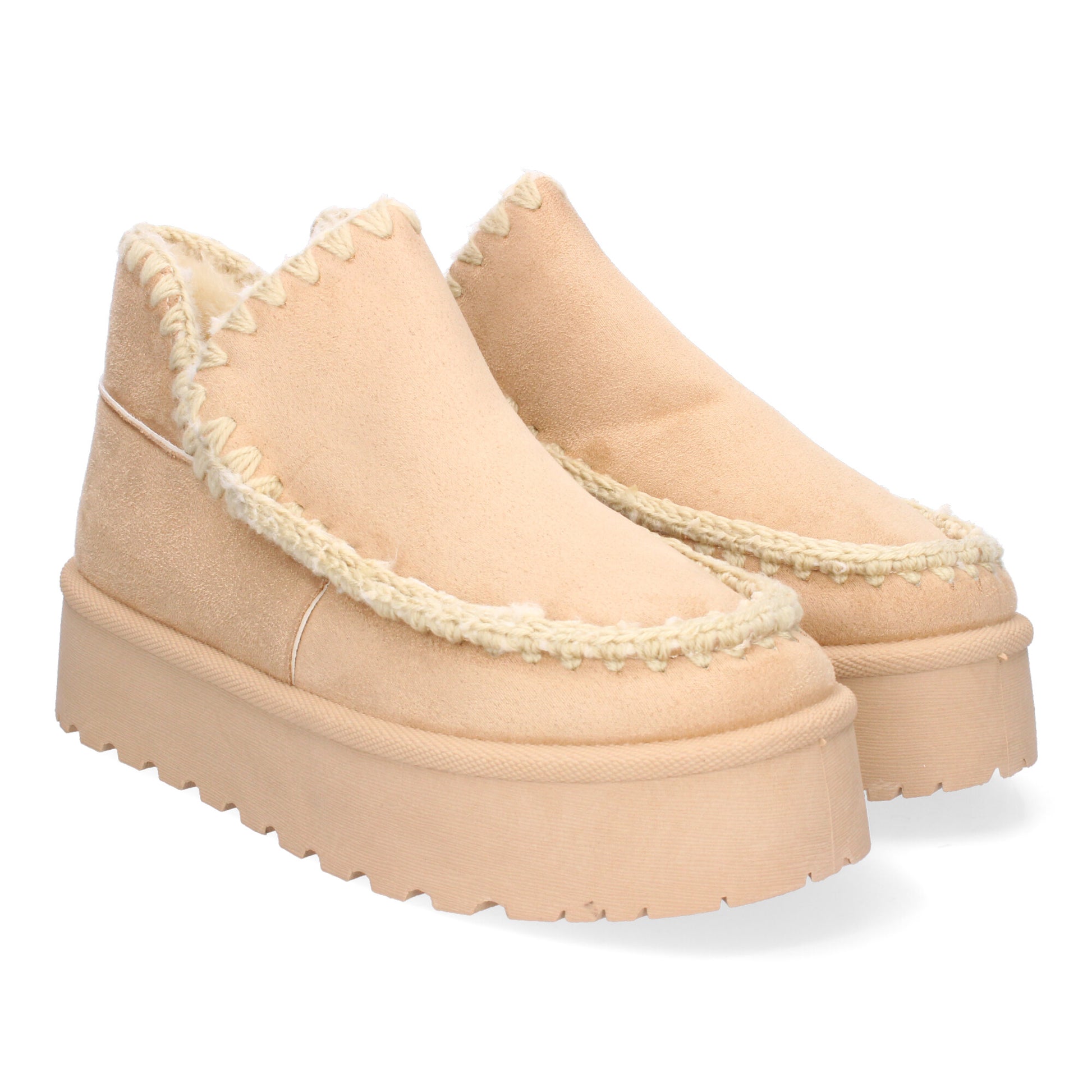 Botín plataforma beige borreguillo