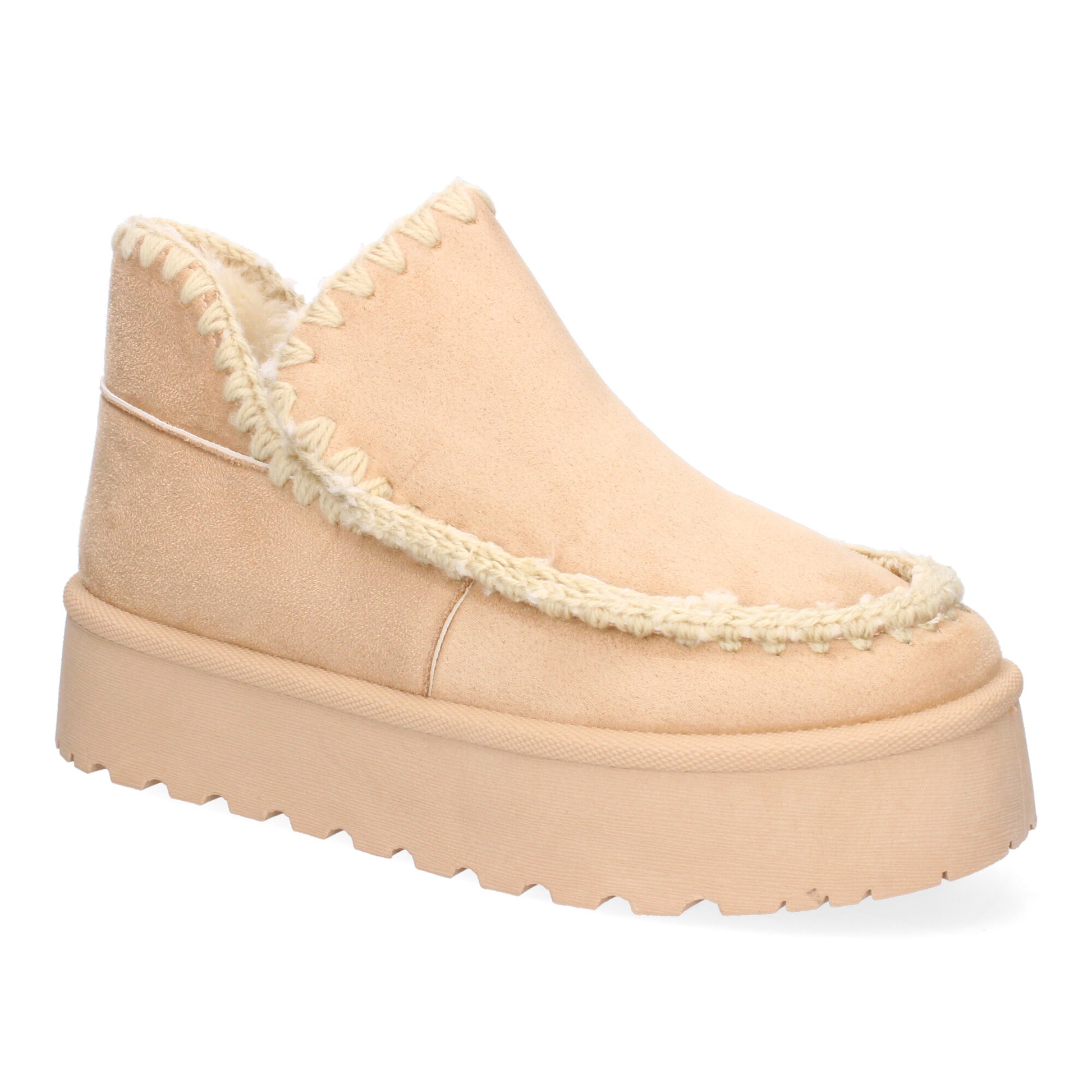 Botín plataforma beige borreguillo