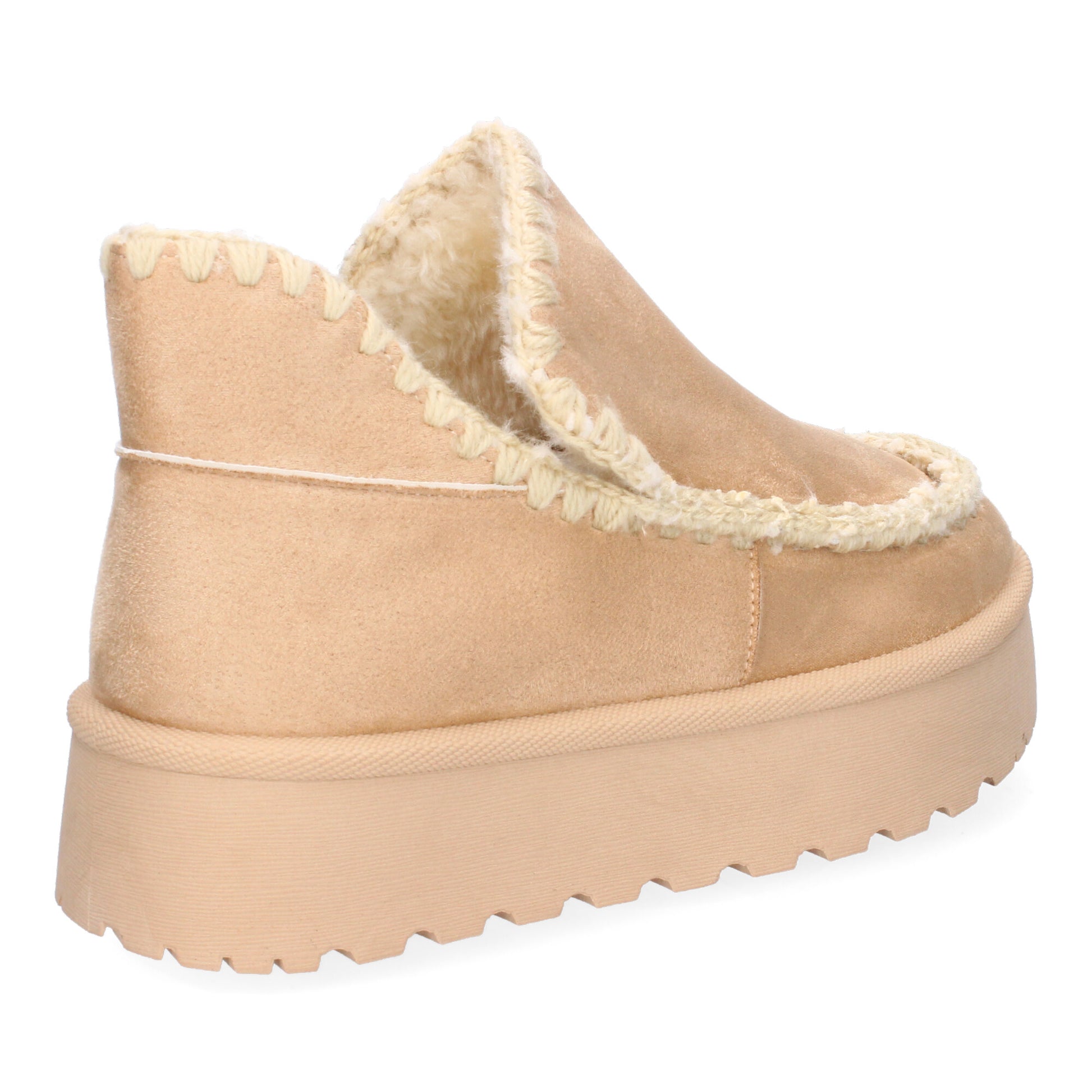 Botín plataforma beige borreguillo