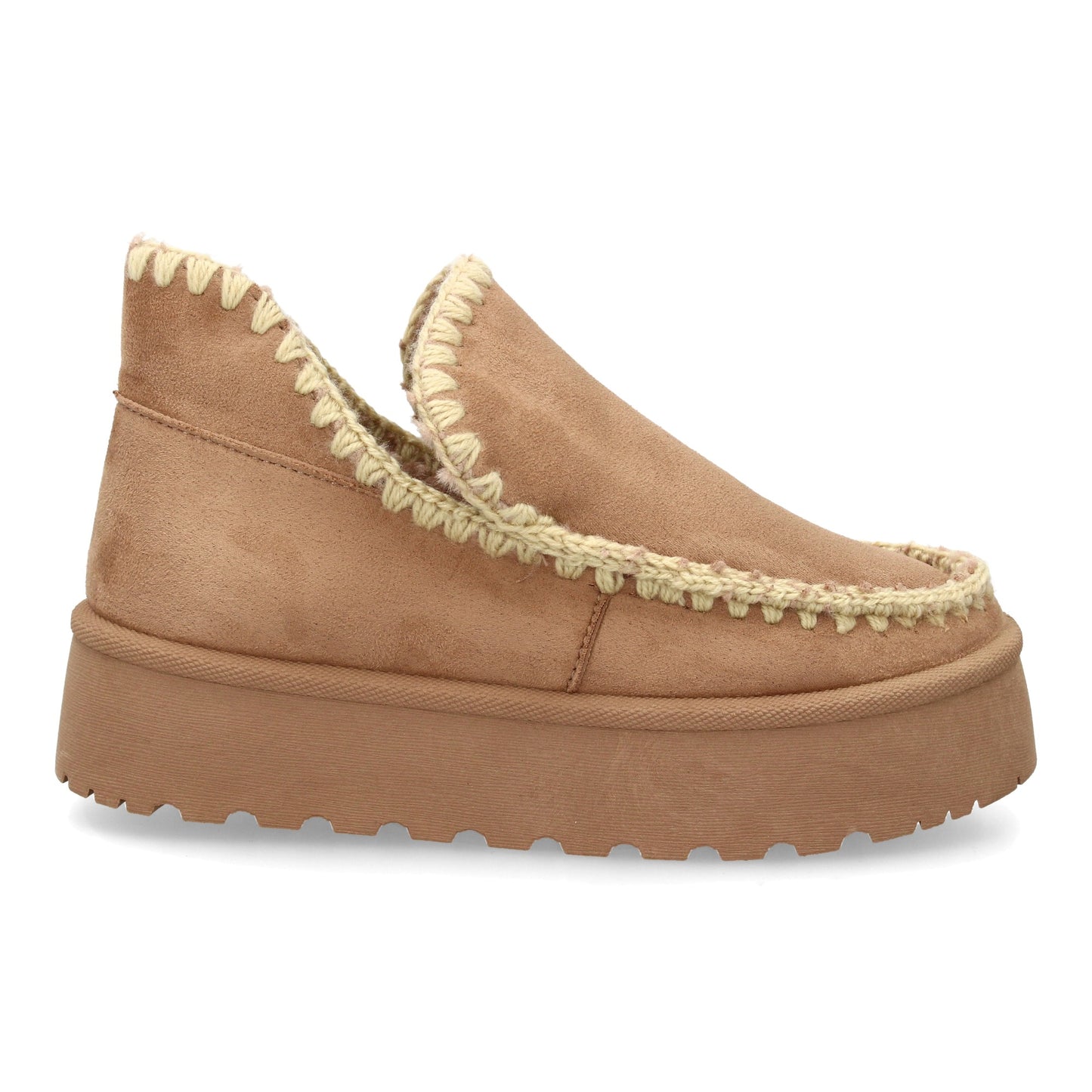 Botín de Plataforma Mujer Taupe Forrado de Borreguillo