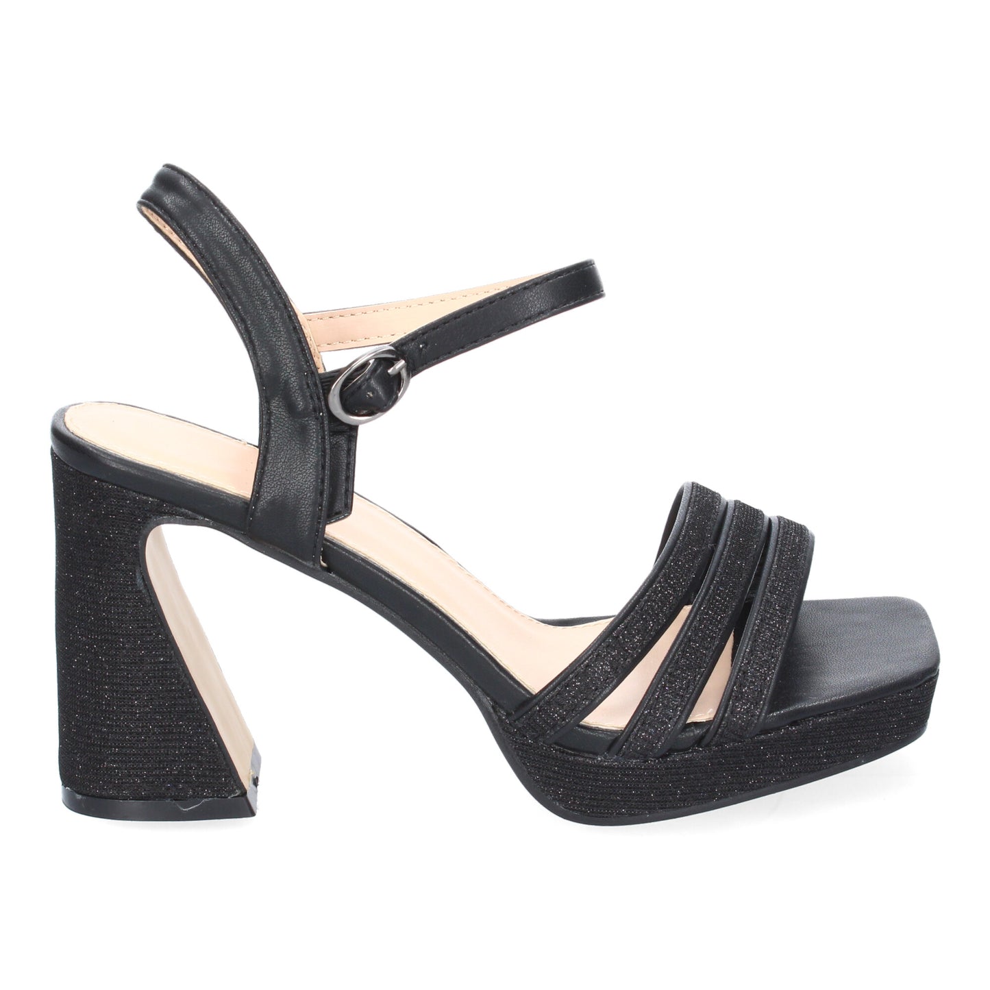 Sandalias de Tacón Negro Mujer con Tiras Finas Elegantes