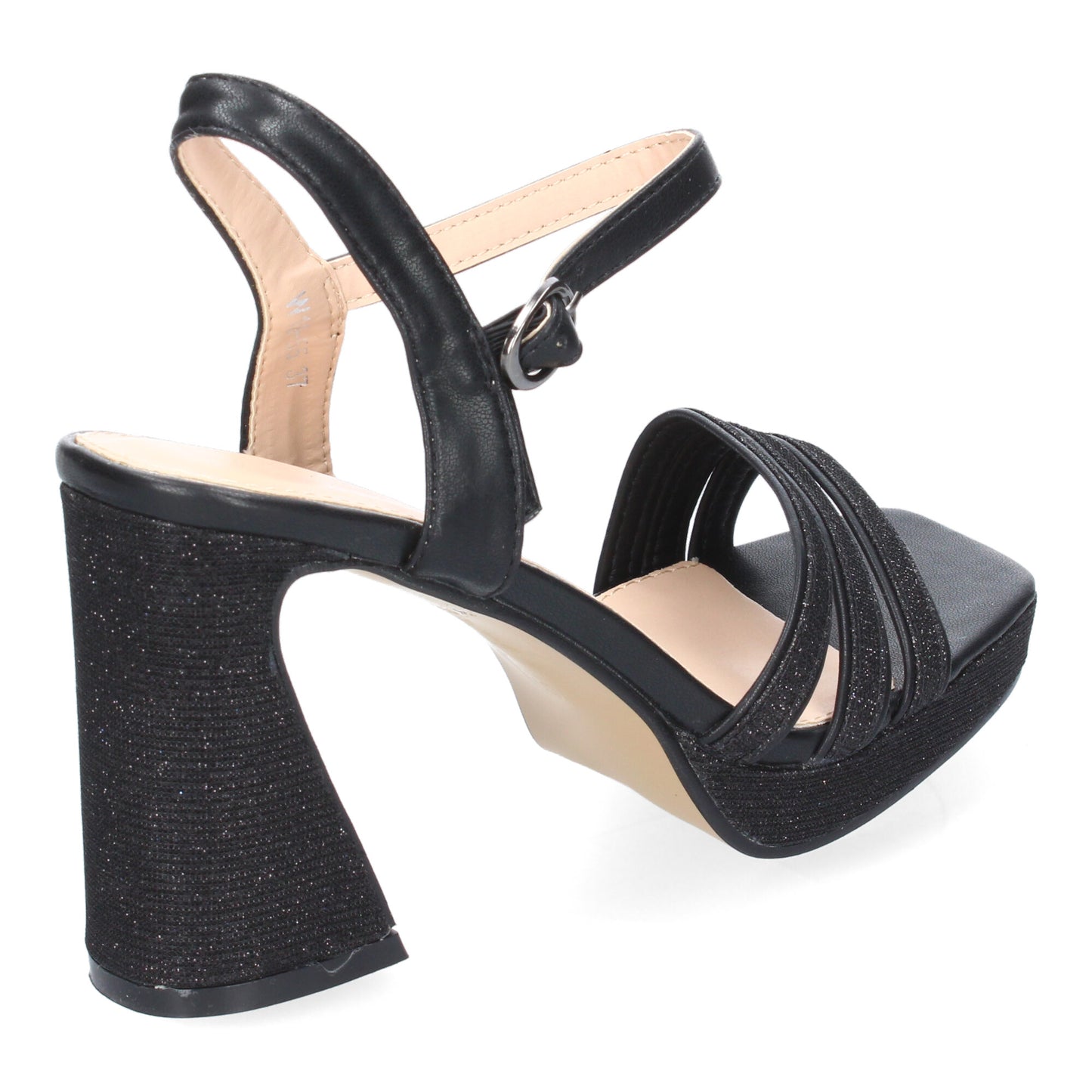 Sandalias de Tacón Negro Mujer con Tiras Finas Elegantes