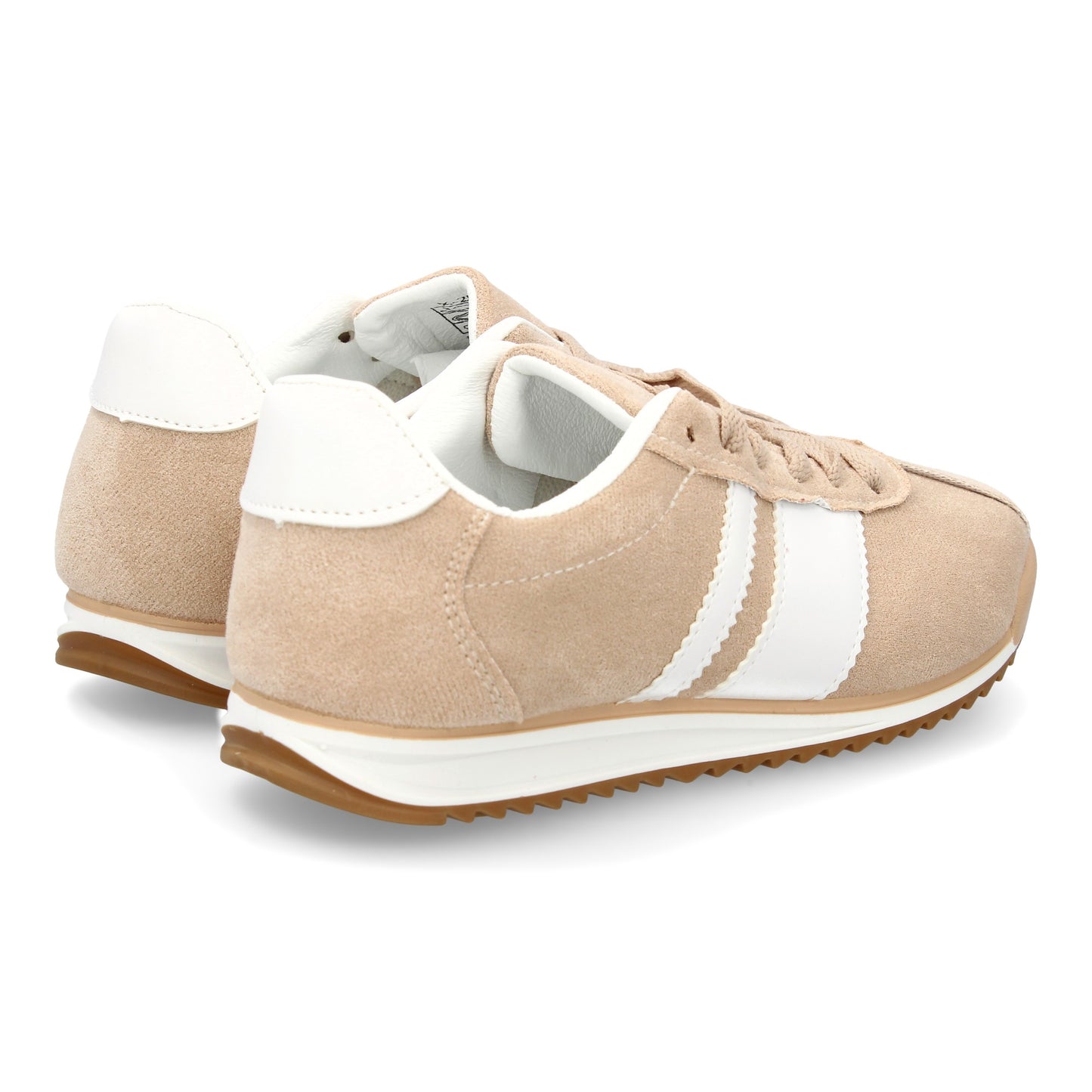 Zapatilla Plana Mujer Beige - Diseño Retro con Suela Dentada